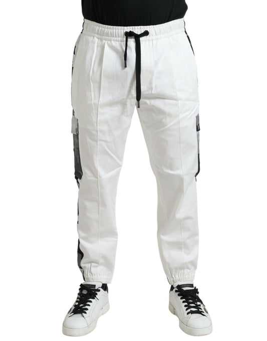 Dolce & Gabbana White Cotton Blend Jogger Men Sweatpants Pants