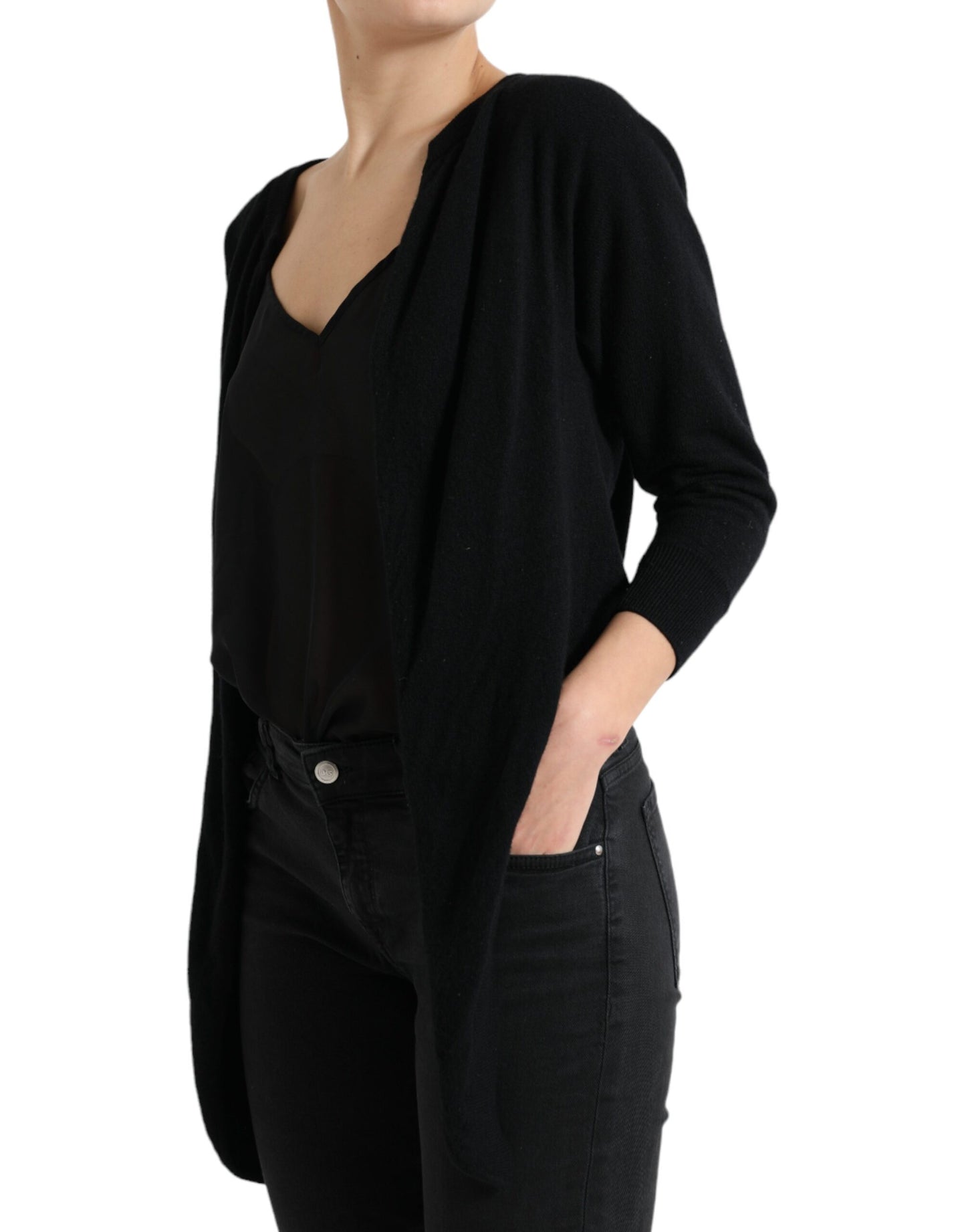 Dolce & Gabbana Black Cardigan Cashmere Long Sleeves Sweater