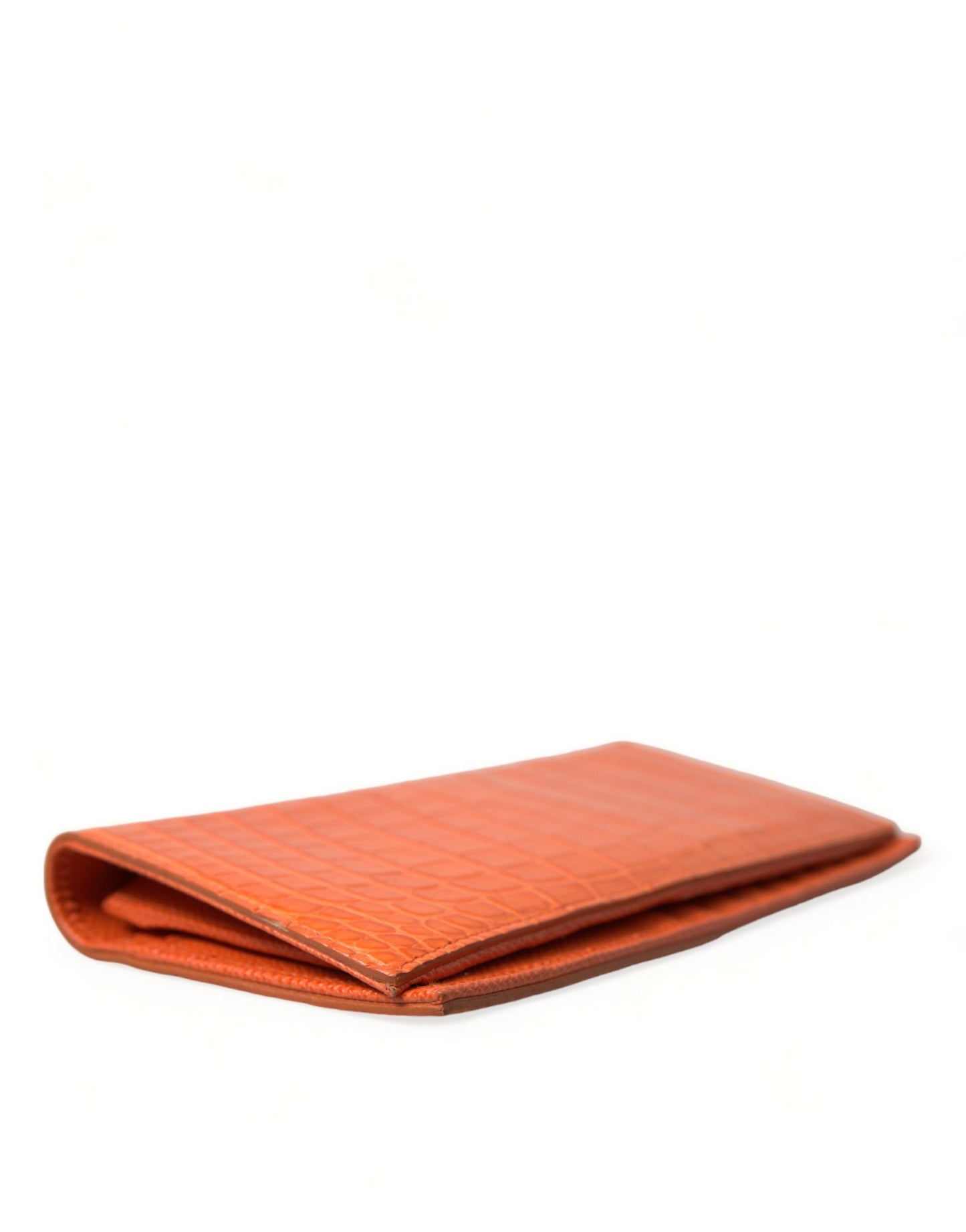 Dolce & Gabbana Orange Crocodile Leather Long Bifold Card Holder Wallet