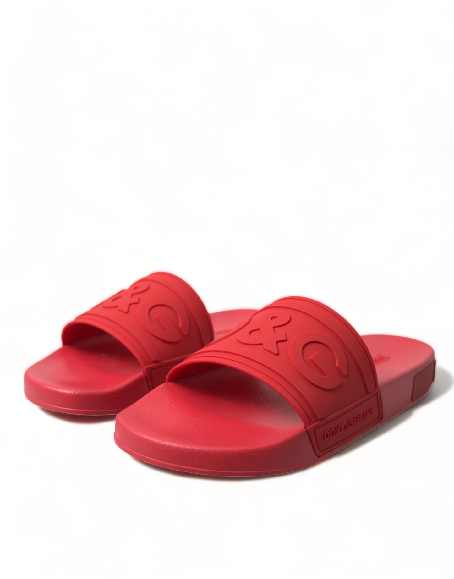 Dolce & Gabbana Red Rubber Summer Beach Slides Sandals