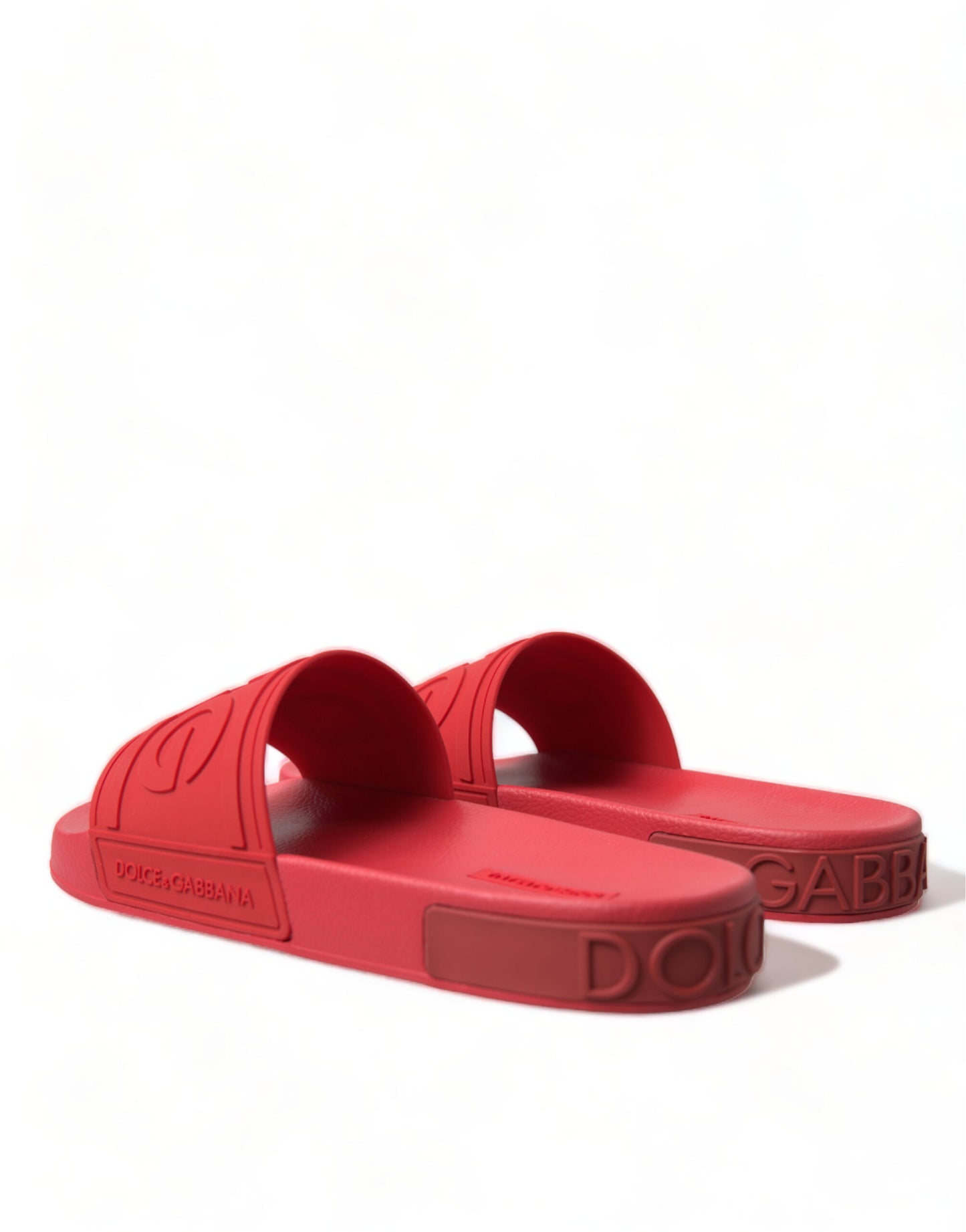 Dolce & Gabbana Red Rubber Summer Beach Slides Sandals