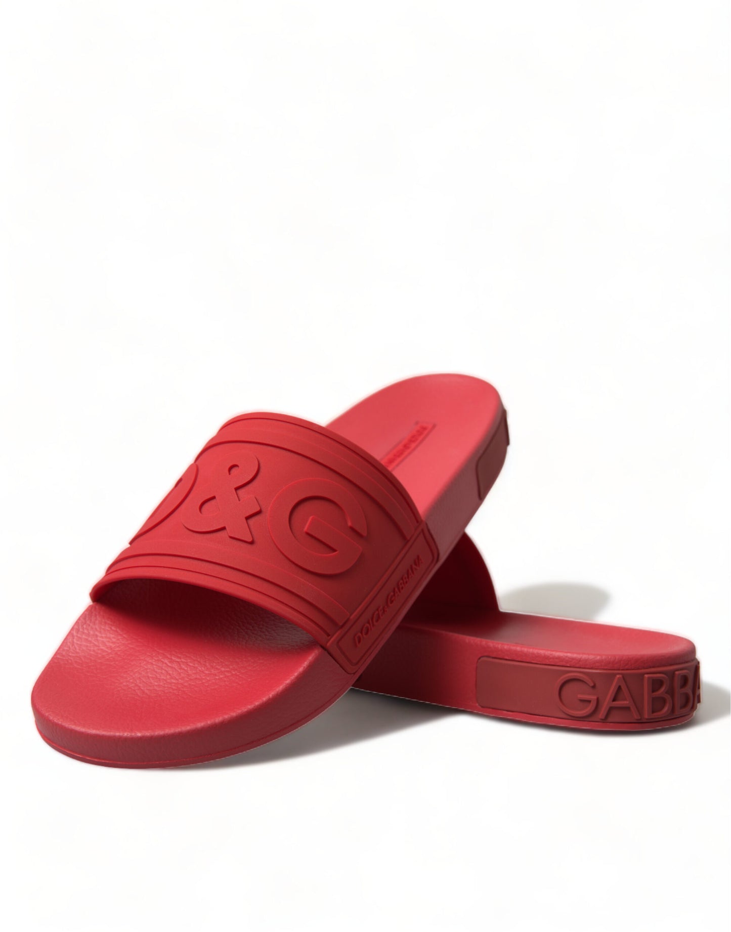 Dolce & Gabbana Red Rubber Summer Beach Slides Sandals