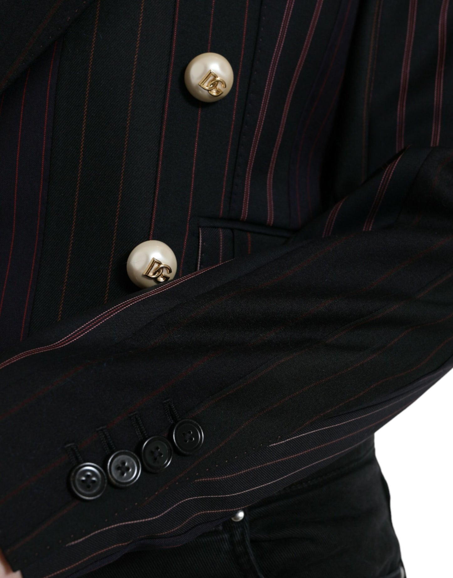 Dolce & Gabbana Black Striped SICILIA Double Breasted Jacket