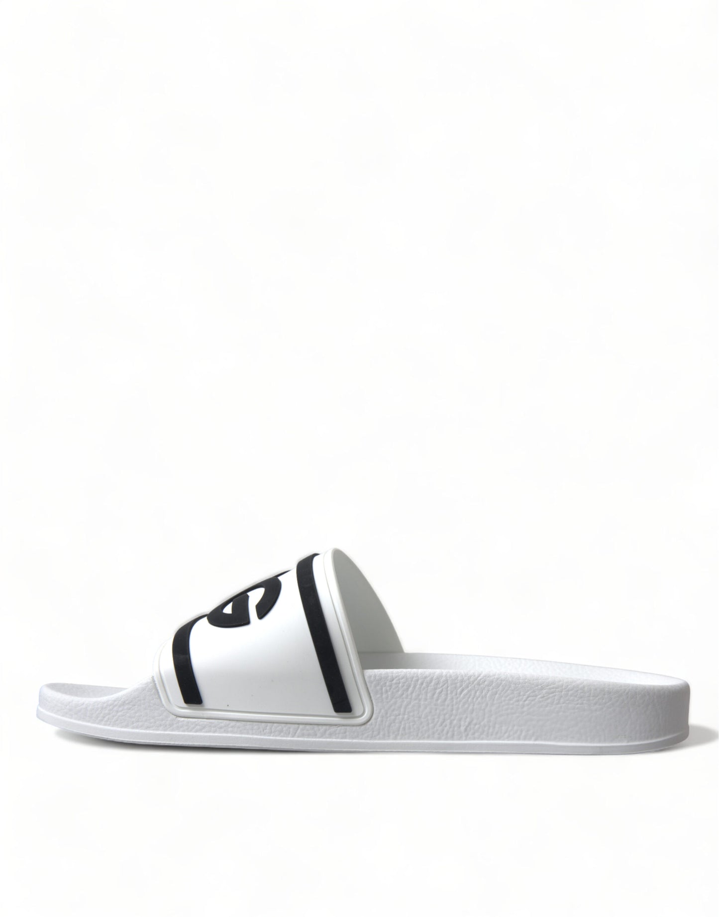 Dolce & Gabbana Chic White Designer Slides with Logo Detail