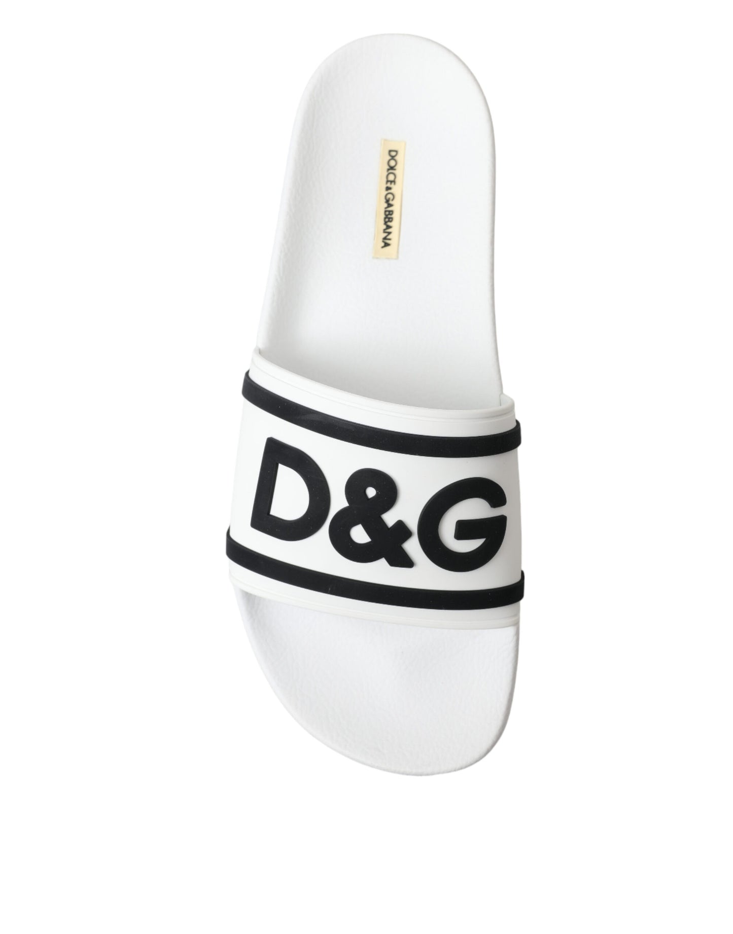 Dolce & Gabbana Chic White Designer Slides with Logo Detail