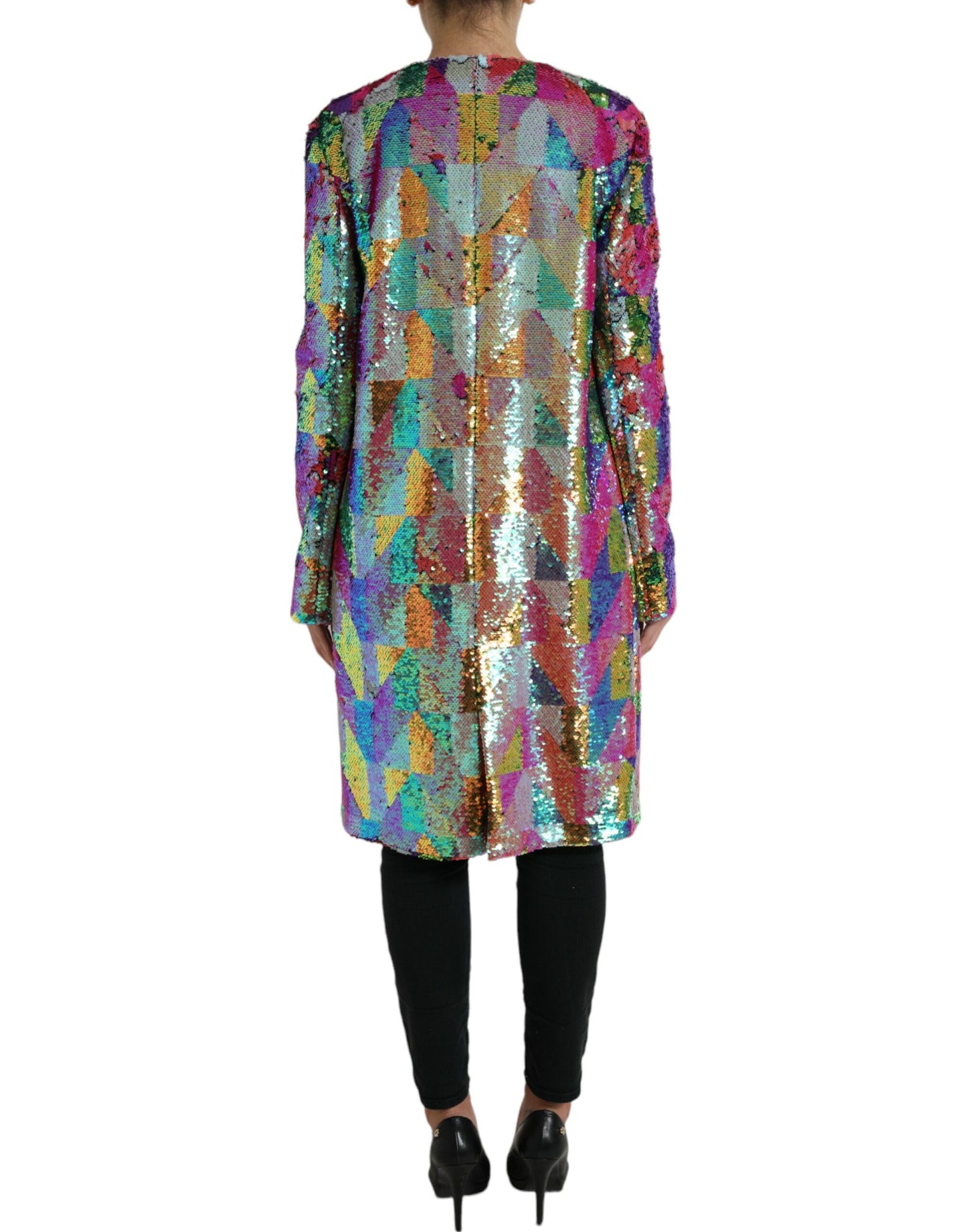 Dolce & Gabbana Multicolor Polyester Sequined Coat Jacket