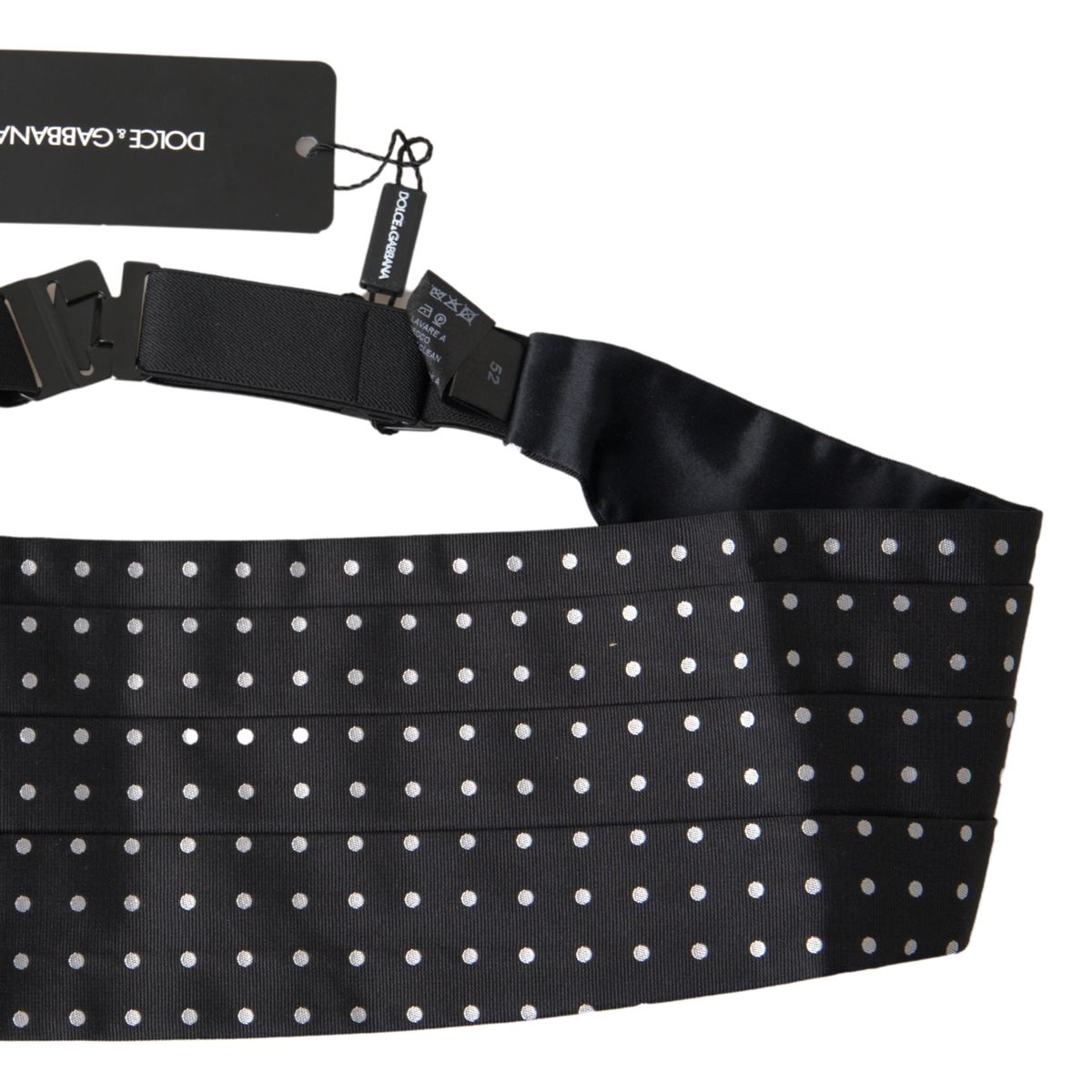 Dolce & Gabbana Elegant Silk Black & White Polka Dot Cummerbund