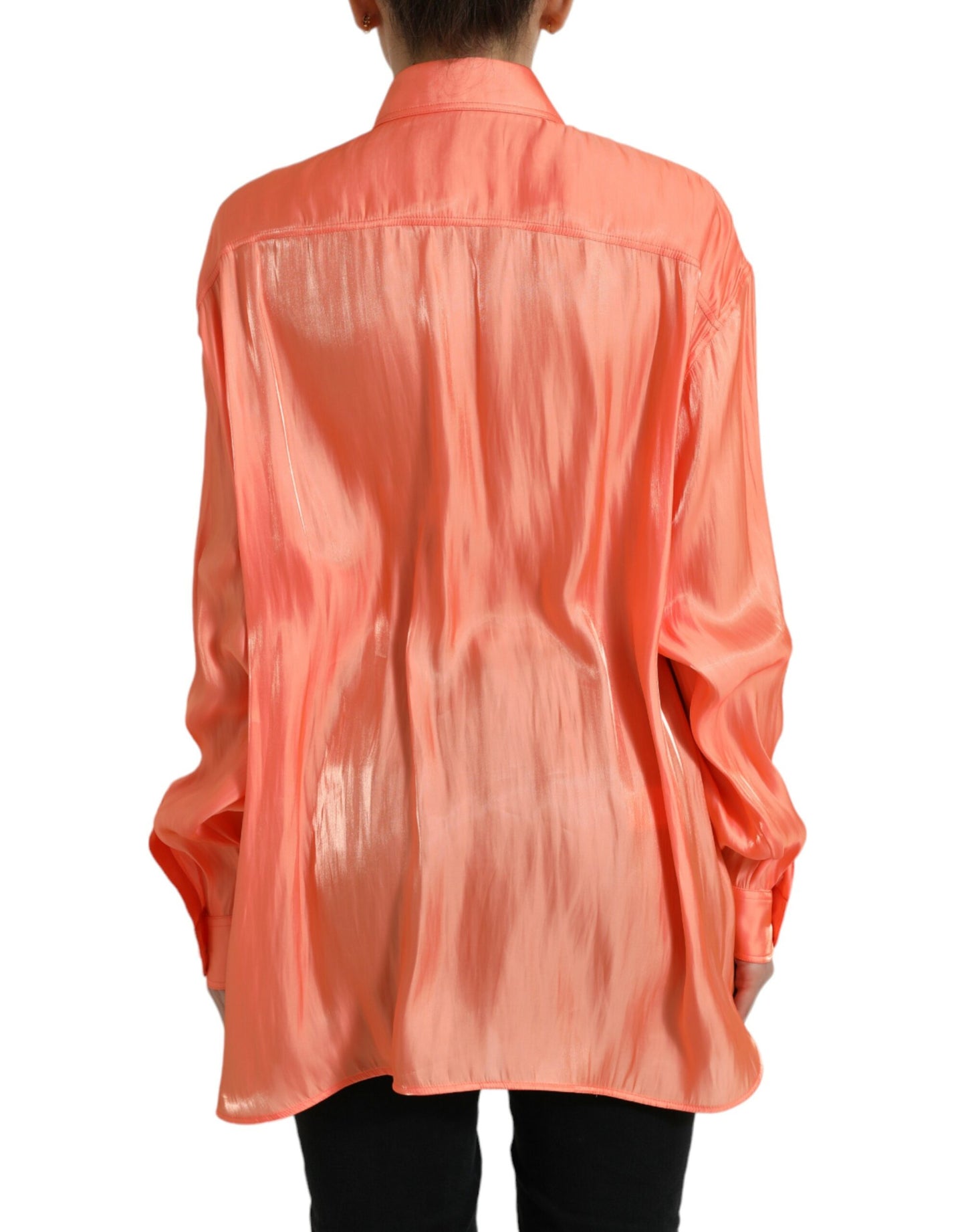 Dolce & Gabbana Peach Long Sleeve Button Down Blouse Top