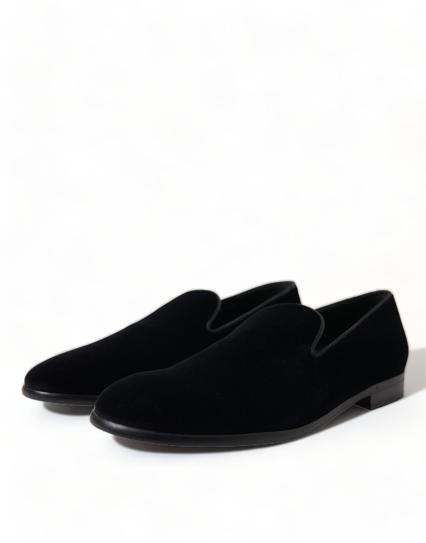 Dolce & Gabbana Black Velvet Loafers Formal Shoes