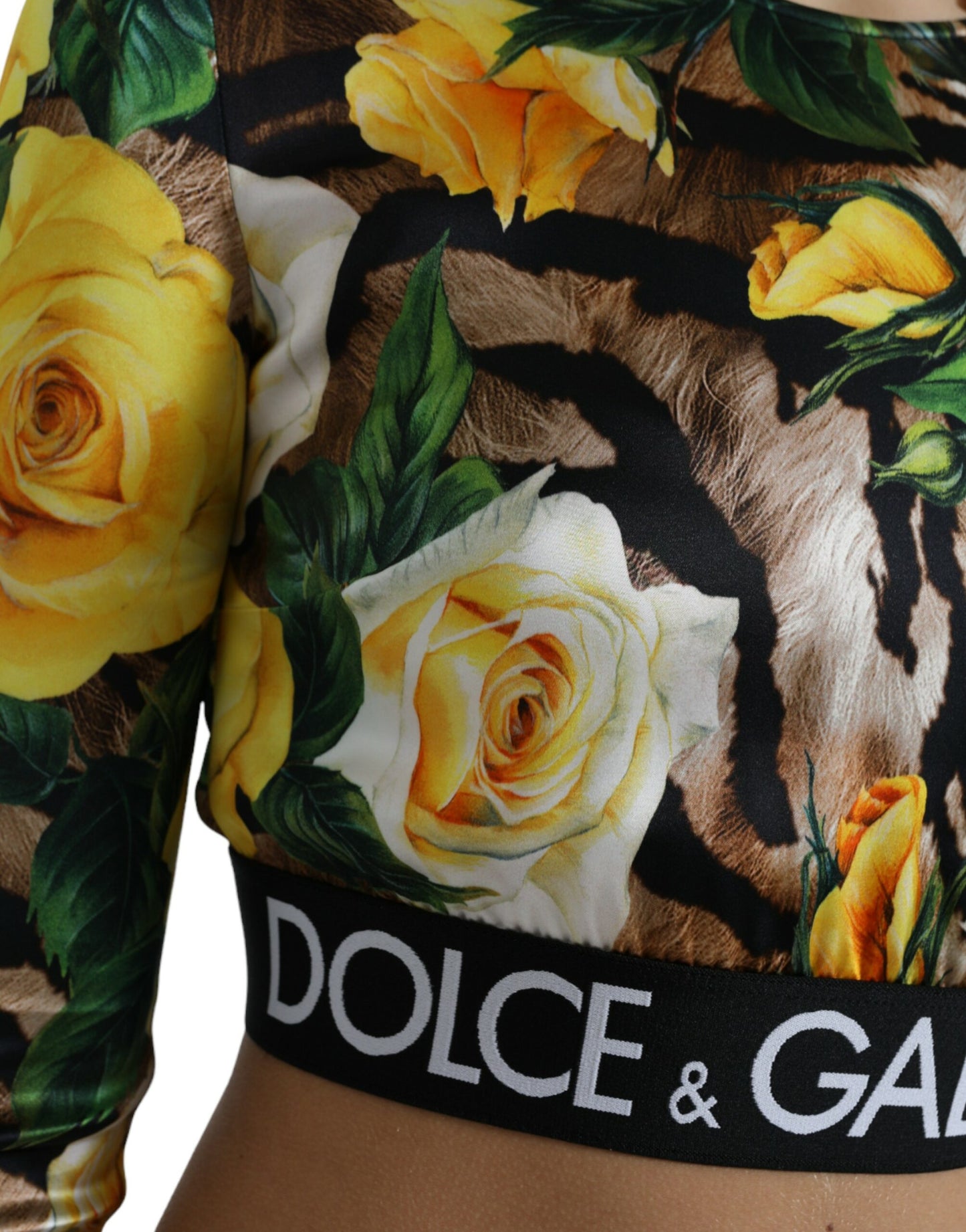 Dolce & Gabbana Multicolor Floral Long Sleeves Cropped Top