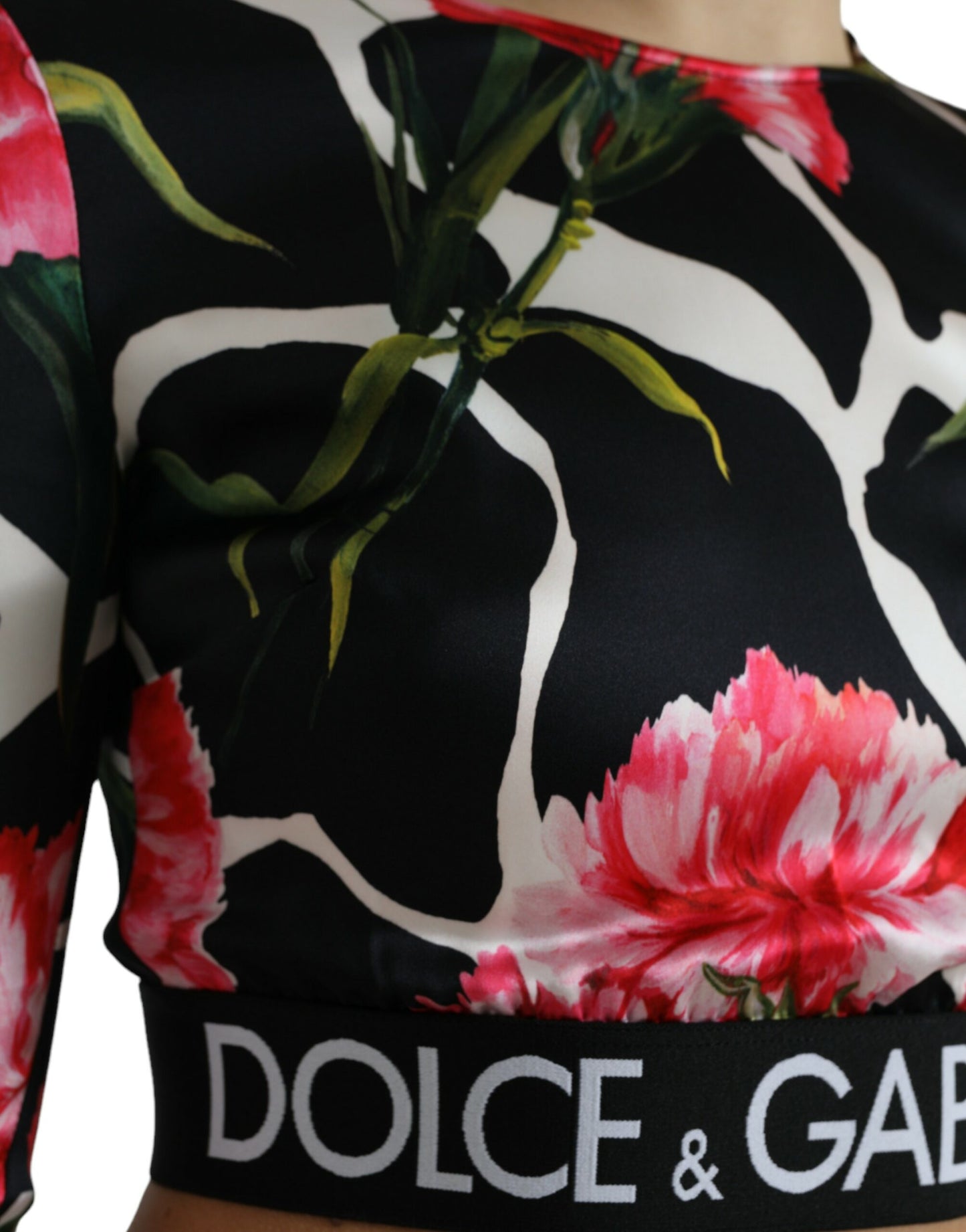 Dolce & Gabbana Multicolor Floral Long Sleeves Cropped Top