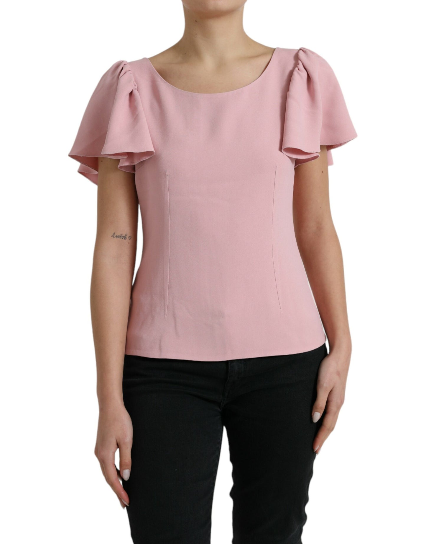 Dolce & Gabbana Pink Short Sleeves Round Neck Blouse Top