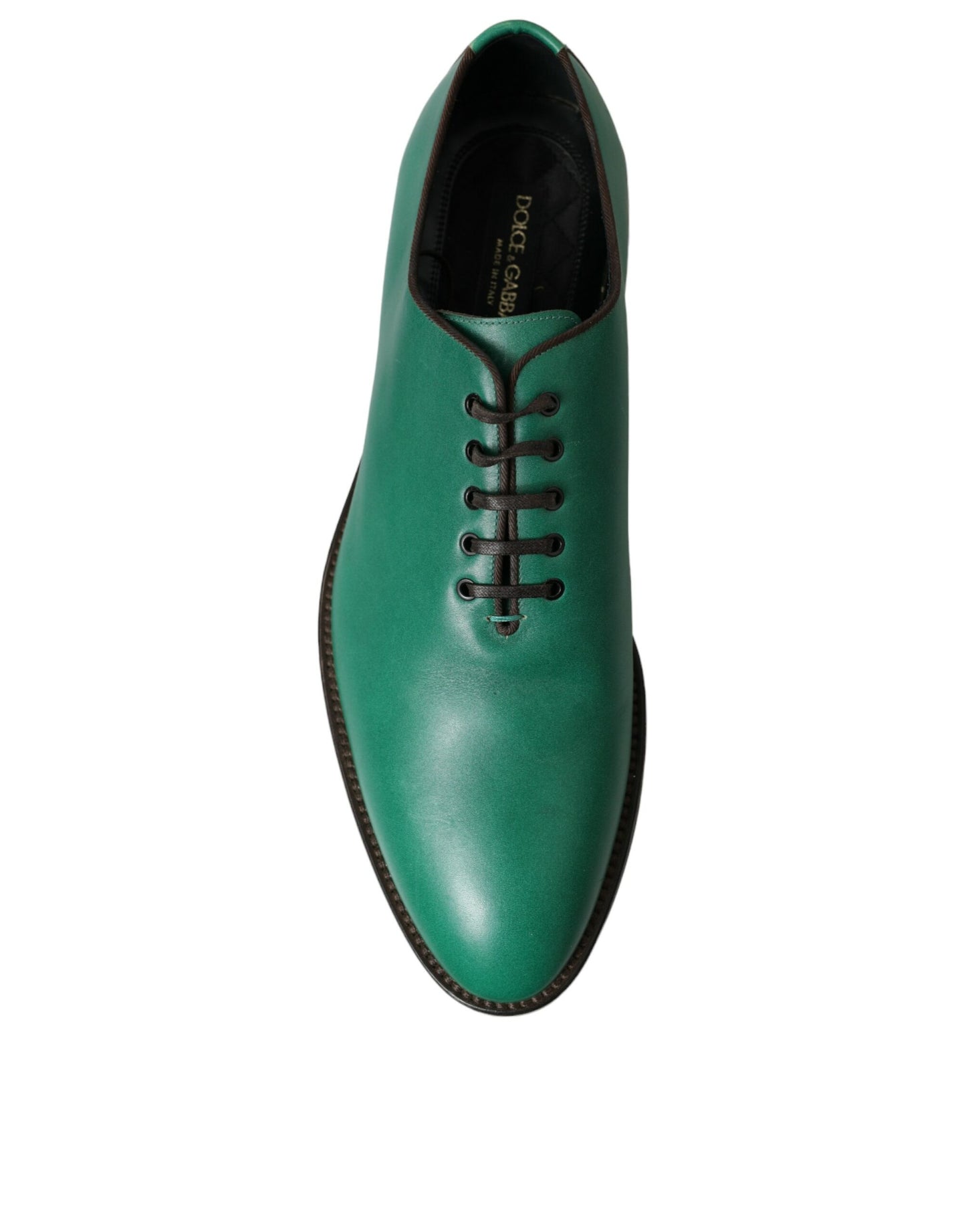 Dolce & Gabbana Green Leather Lace Up Oxford Dress Shoes