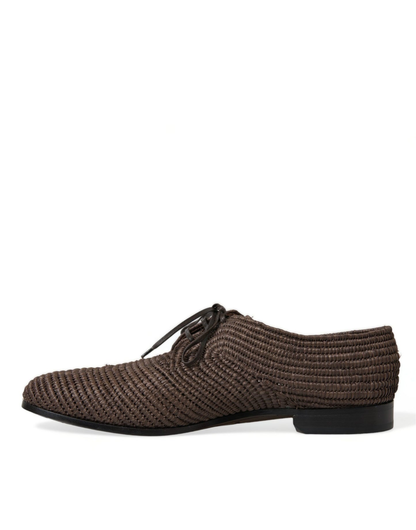 Dolce & Gabbana Brown Raffia Lace Up Derby Dress Shoes