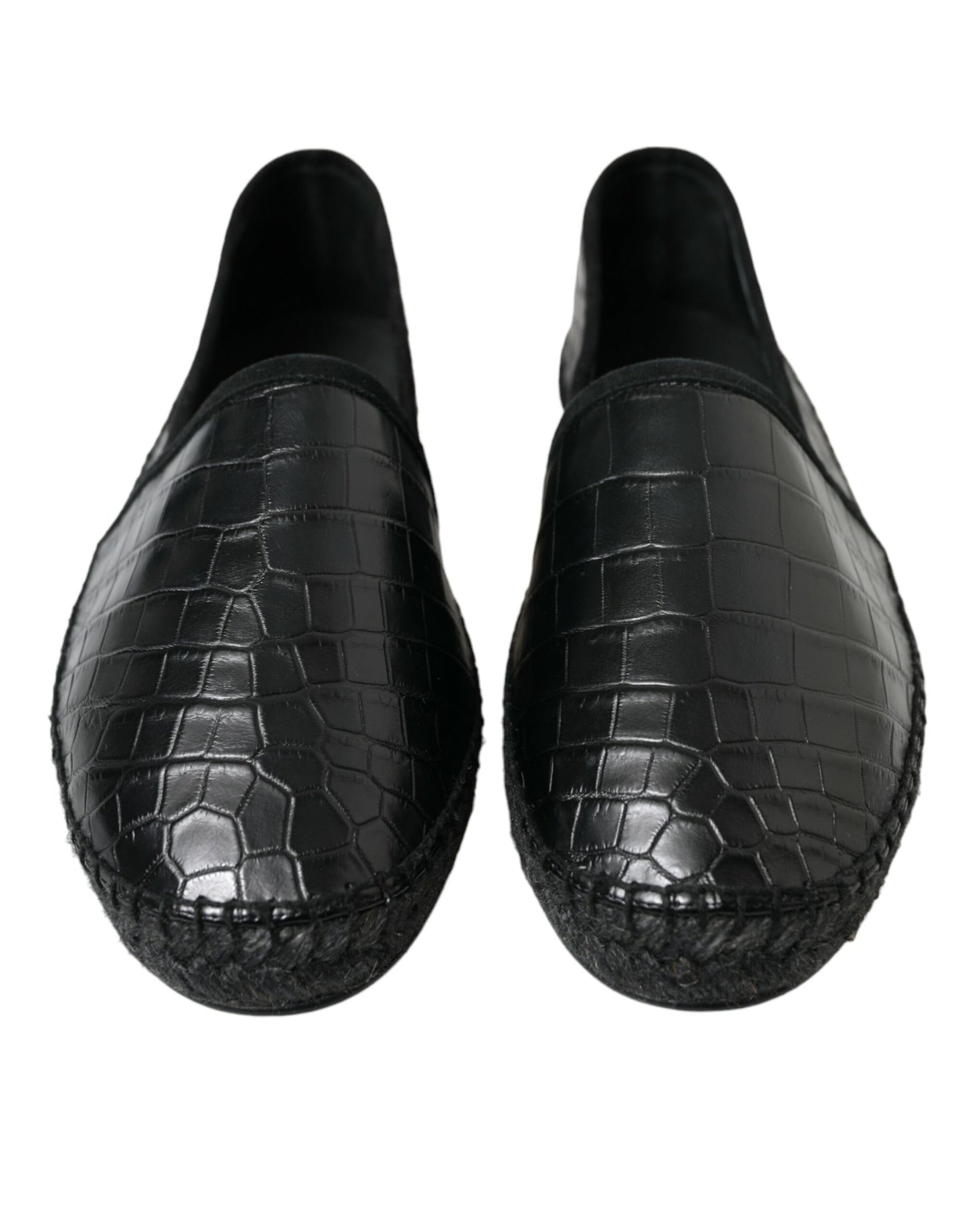 Dolce & Gabbana Black Exotic Leather Espadrilles Slip On Shoes