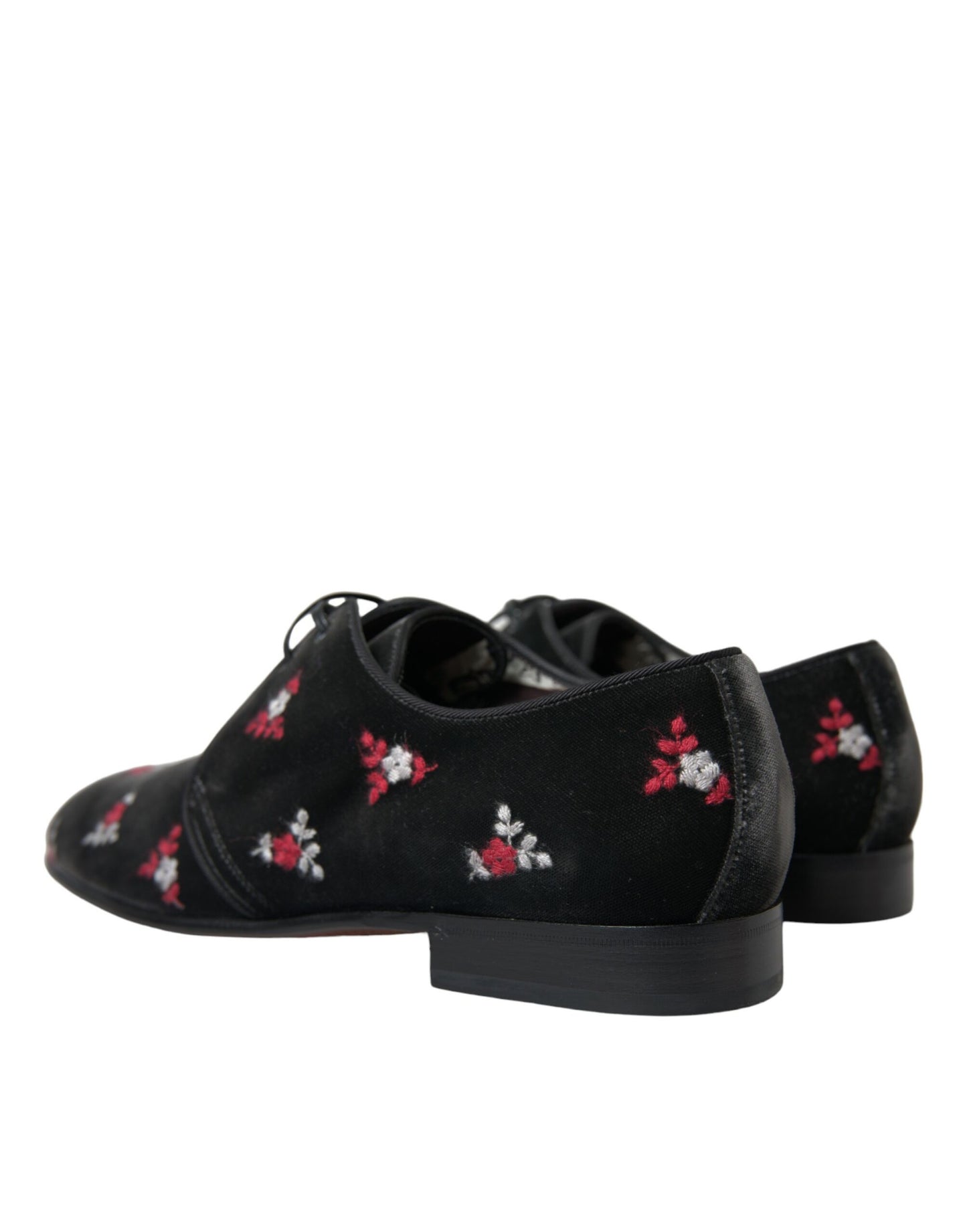 Dolce & Gabbana Black Floral Velvet Formal Dress Shoes