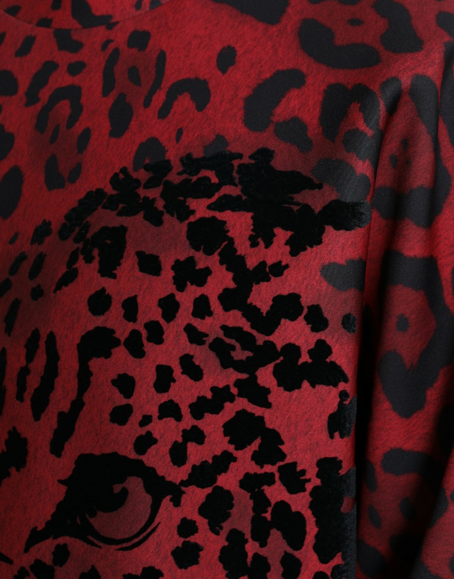 Dolce & Gabbana Red Leopard Print Crewneck Pullover Sweater