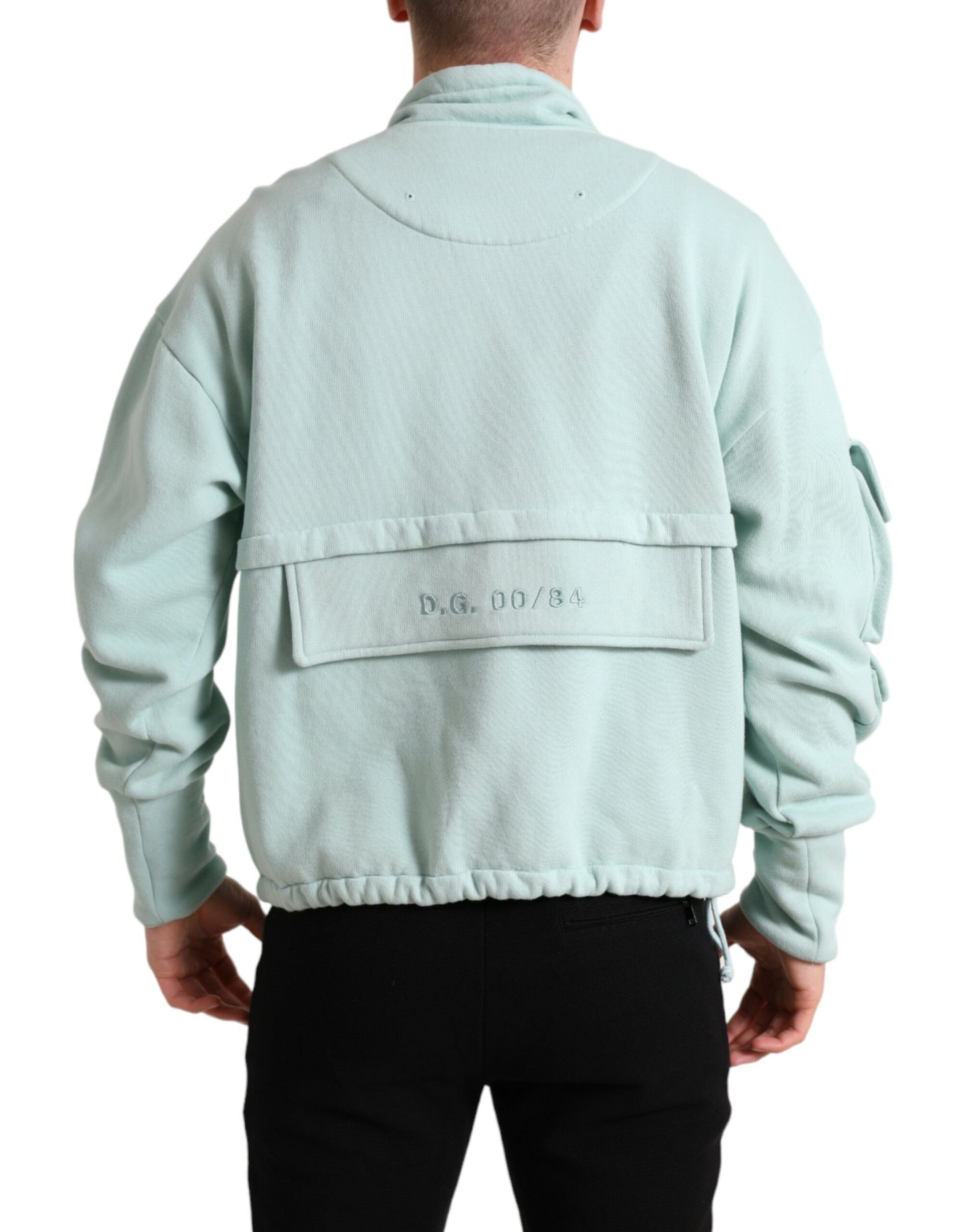 Dolce & Gabbana Mint Green Cotton Pockets Pullover Sweater