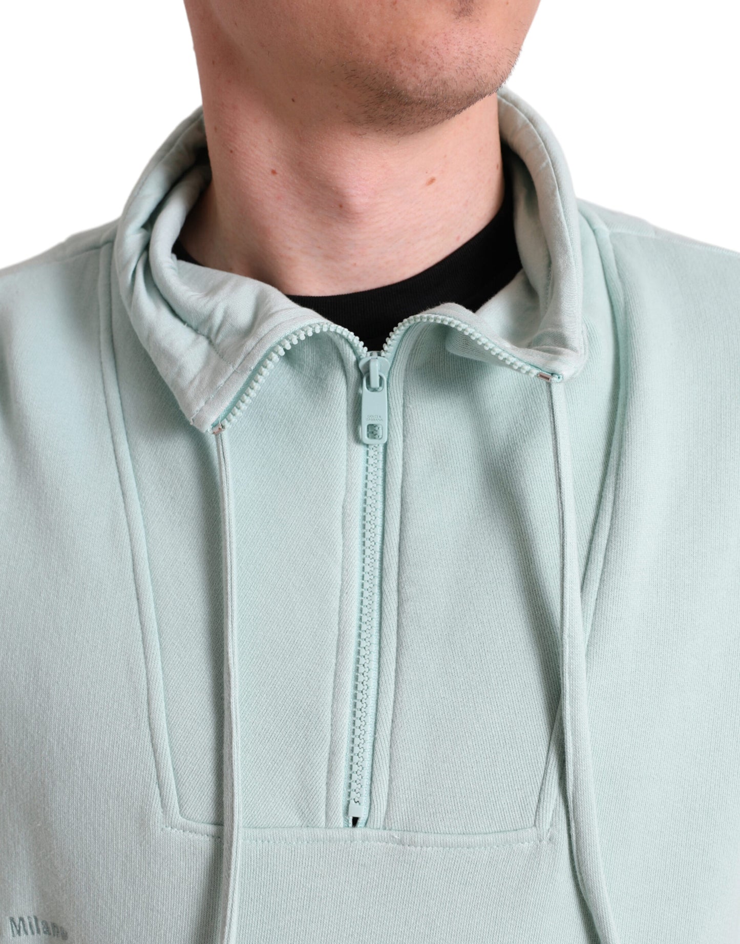 Dolce & Gabbana Mint Green Cotton Pockets Pullover Sweater