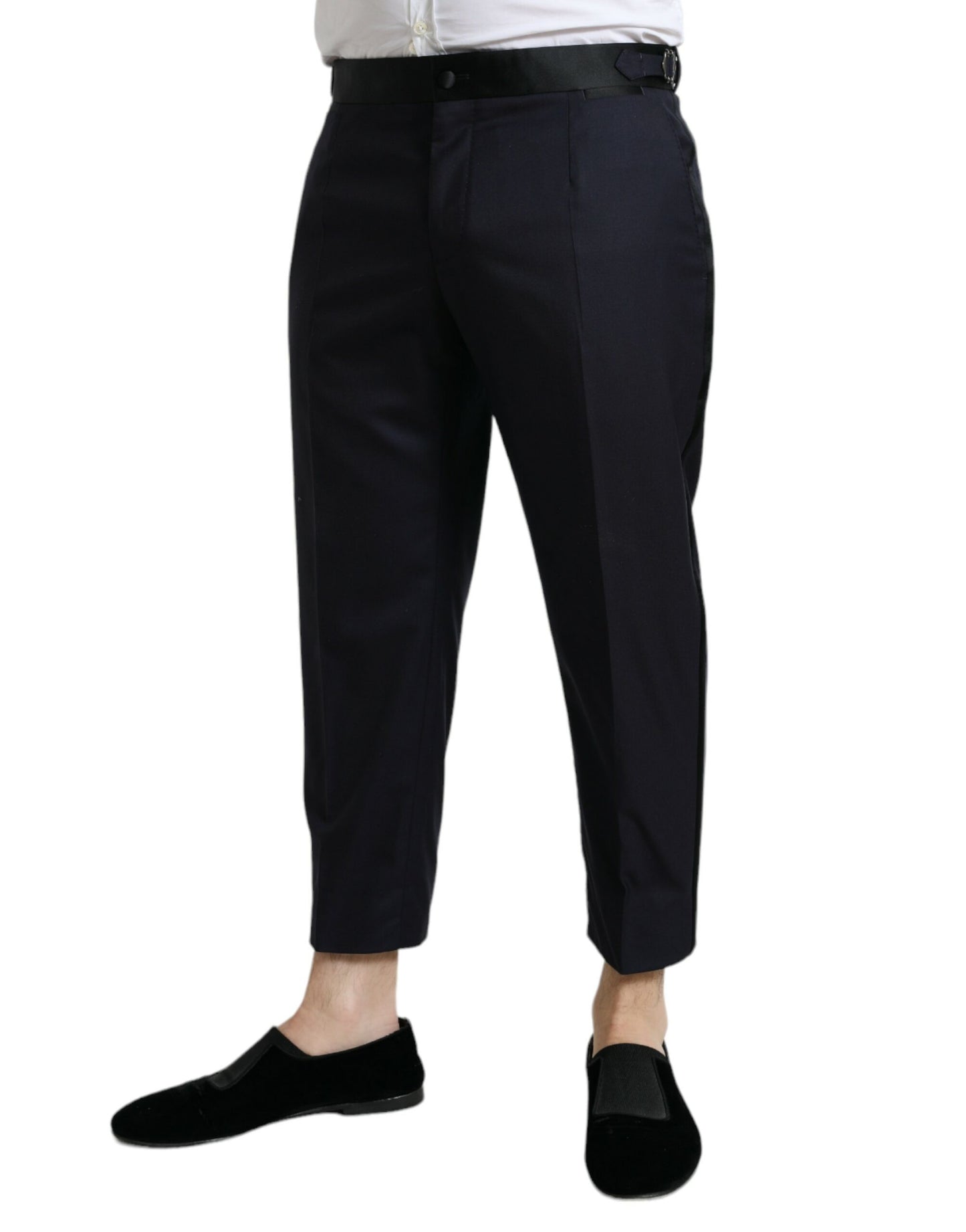 Dolce & Gabbana Blue Wool Cropped Tapered Pants