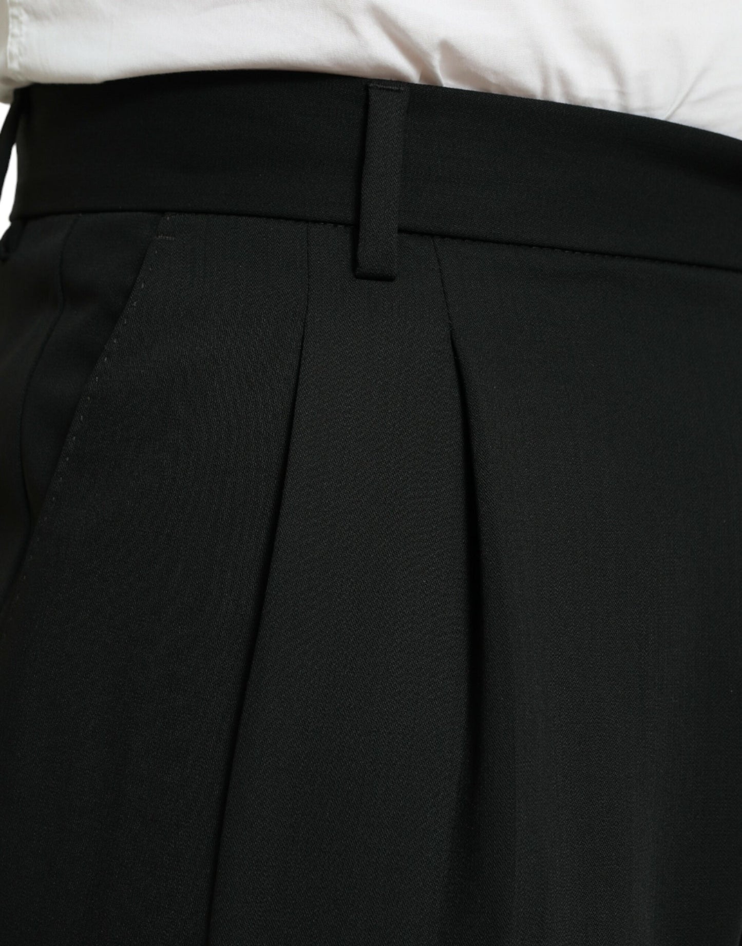 Dolce & Gabbana Black Wool Formal Straight Fit Dress Pants