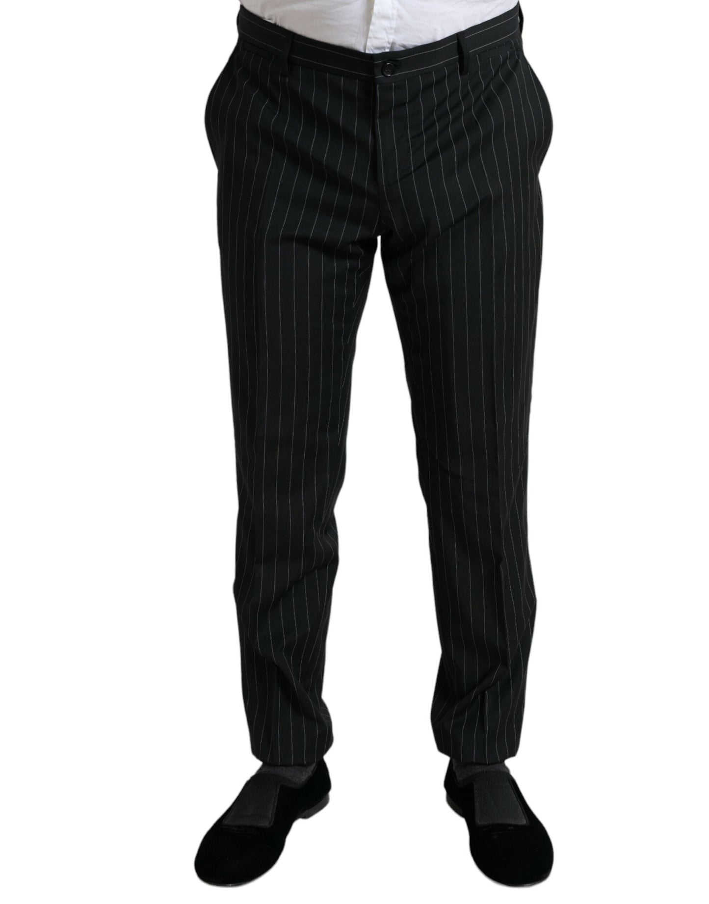 Dolce & Gabbana Black Striped slim fit Formal Pants