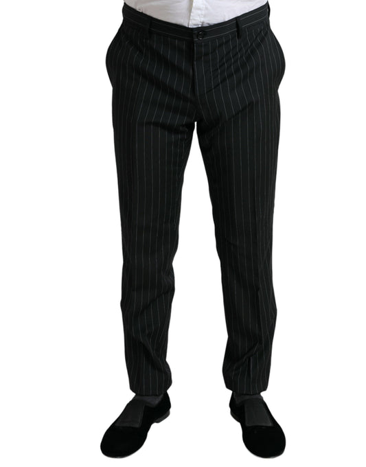 Dolce & Gabbana Black Striped slim fit Formal Pants