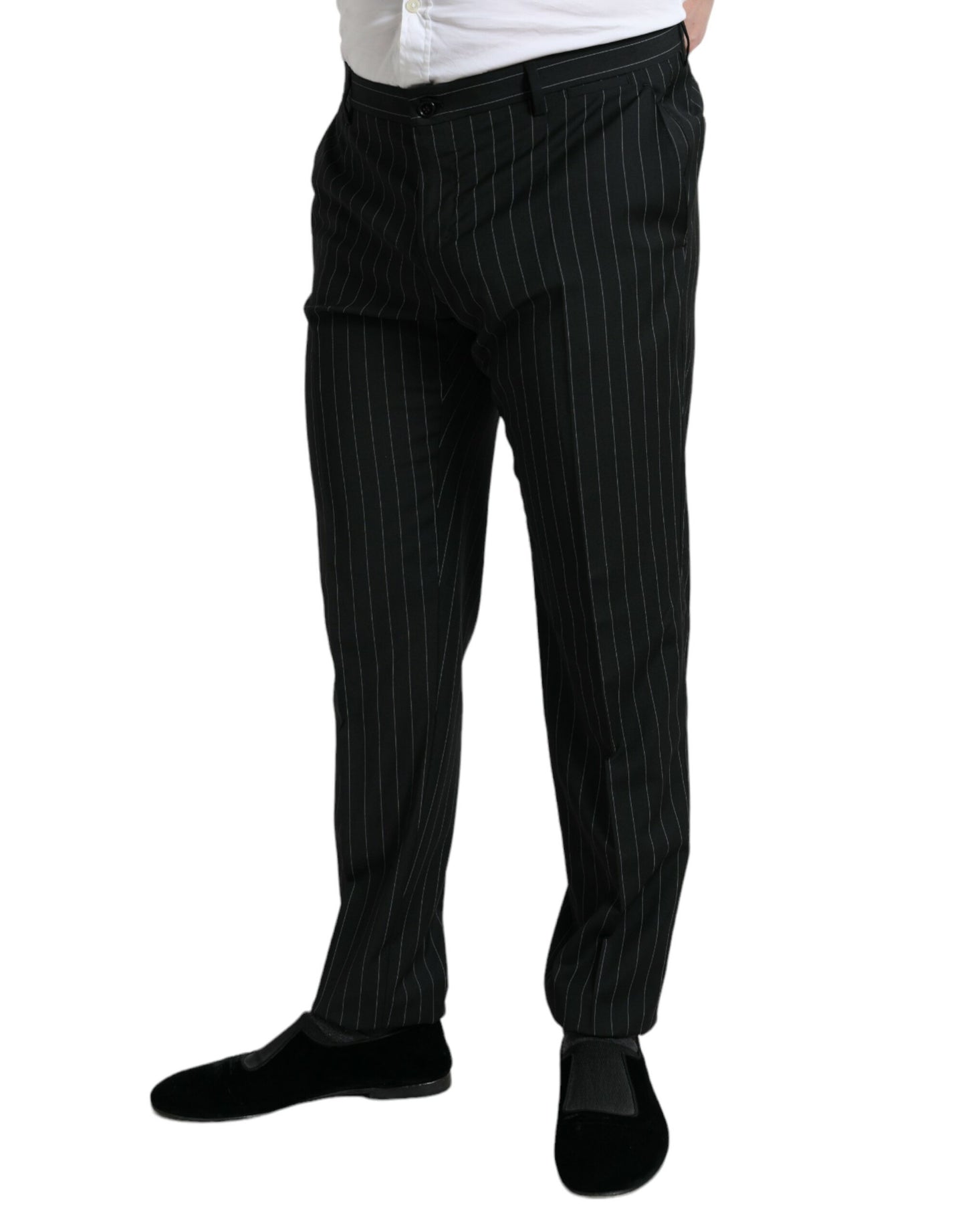 Dolce & Gabbana Black Striped slim fit Formal Pants