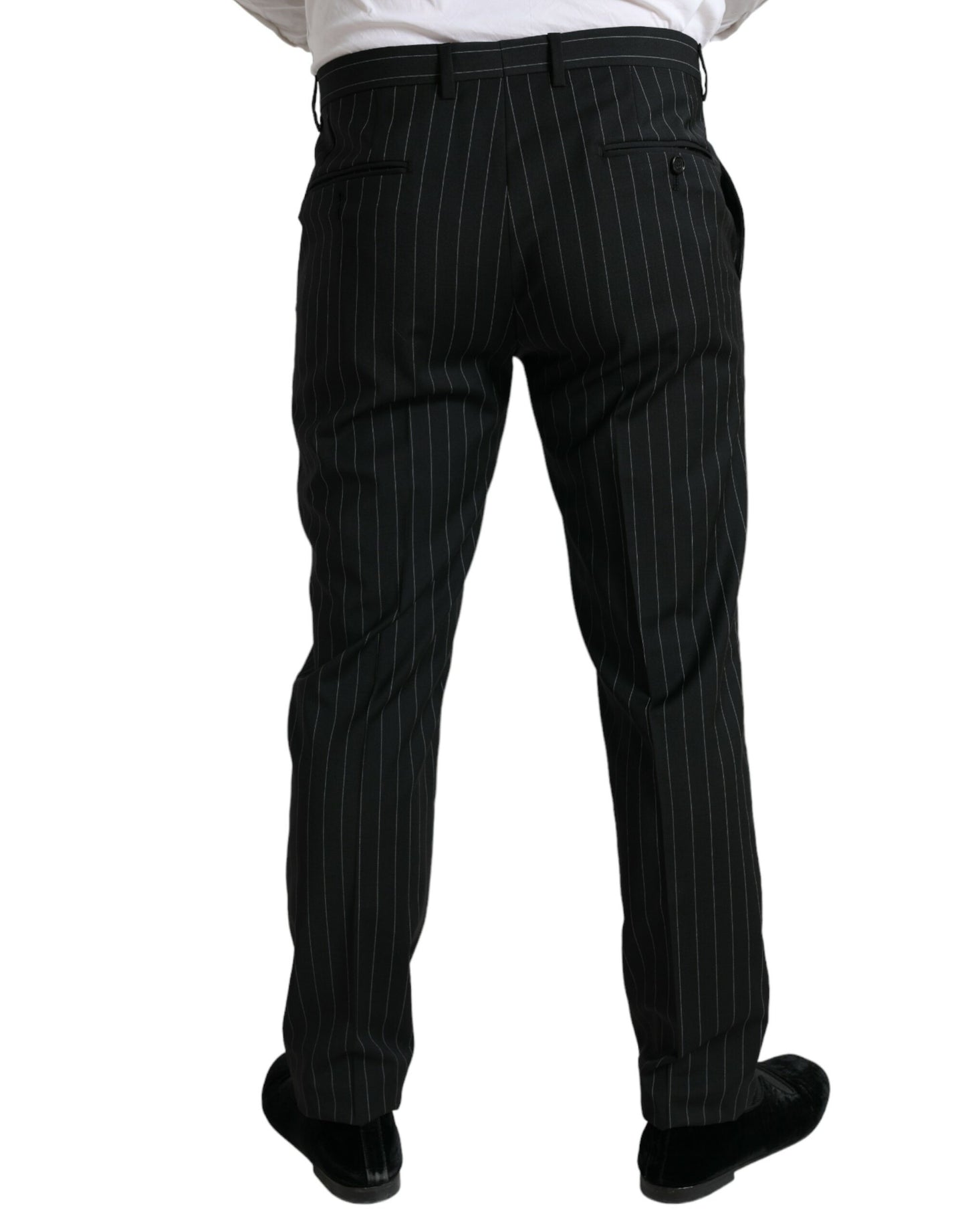 Dolce & Gabbana Black Striped slim fit Formal Pants