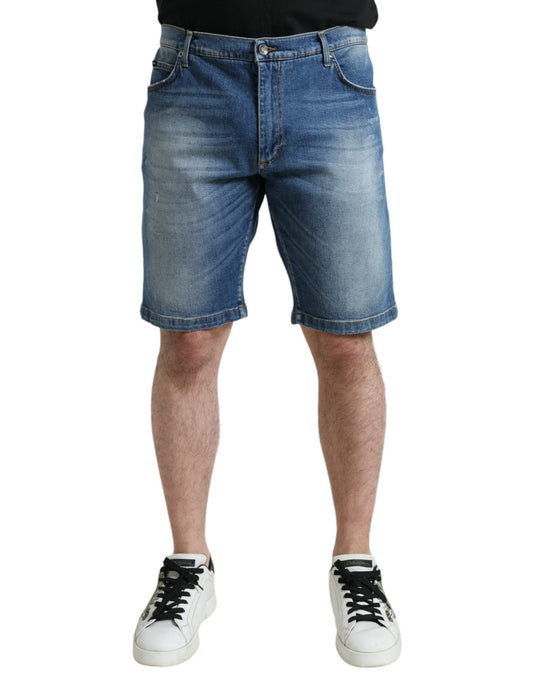 Dolce & Gabbana Blue Washed Cotton Bermuda Denim Men Shorts