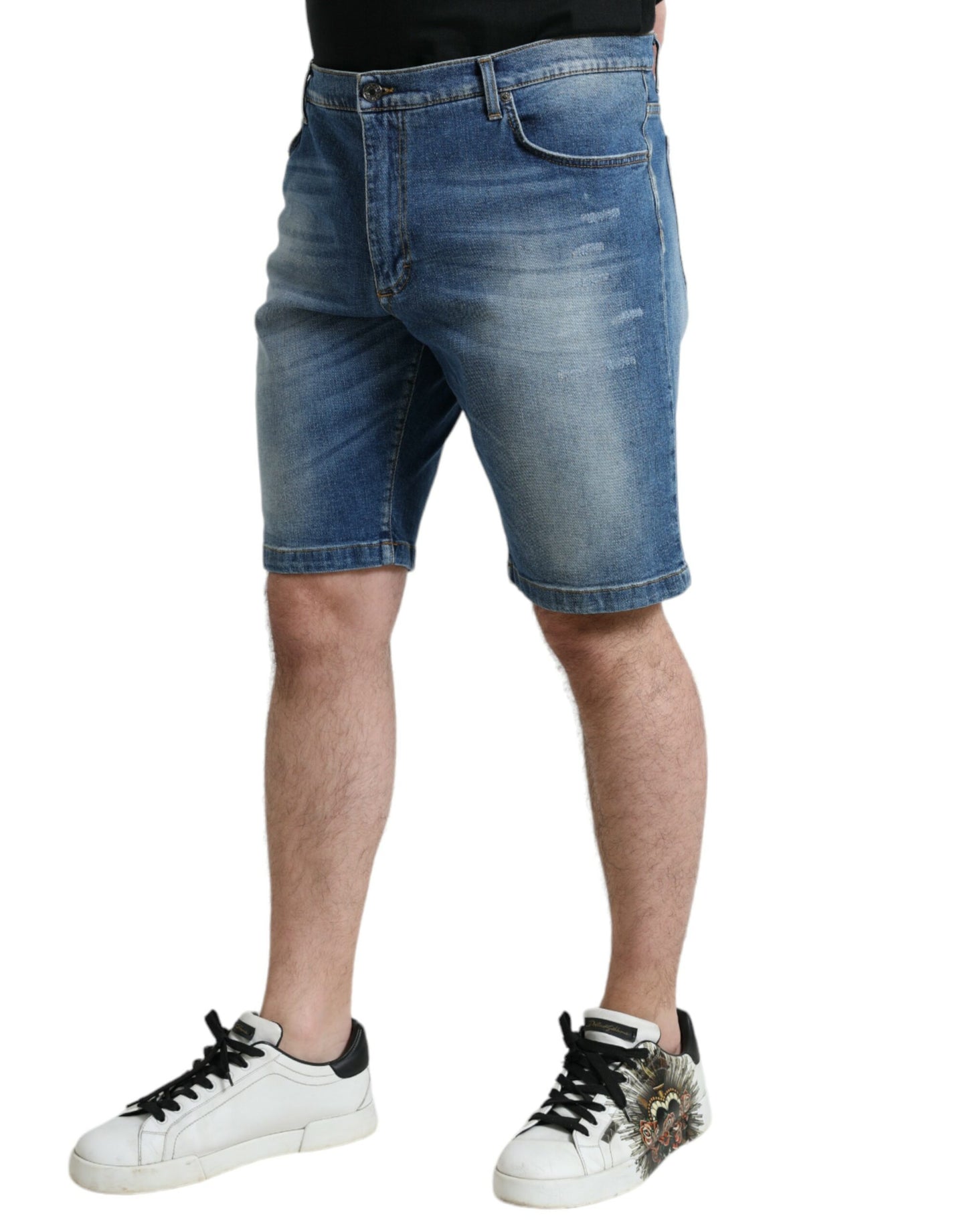 Dolce & Gabbana Blue Washed Cotton Bermuda Denim Men Shorts