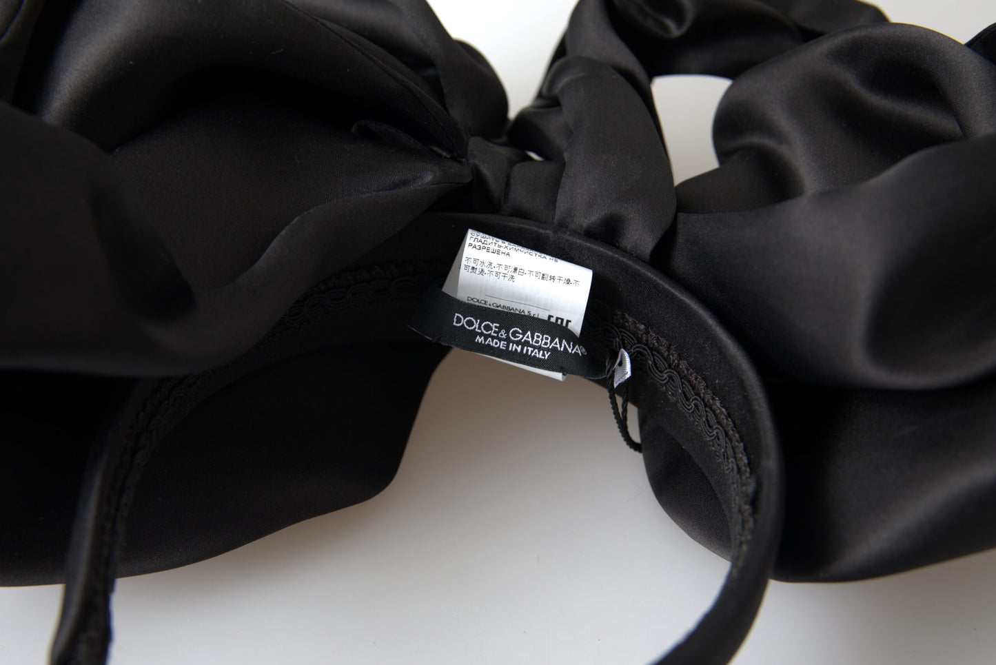 Dolce & Gabbana Elegant Silk Black Bow Diadem Headpiece