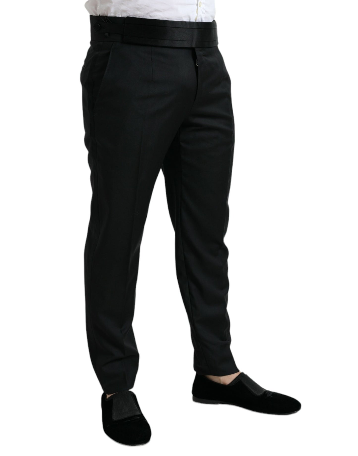 Dolce & Gabbana Black Wool Slim Fit Formal Trouser Dress Pants