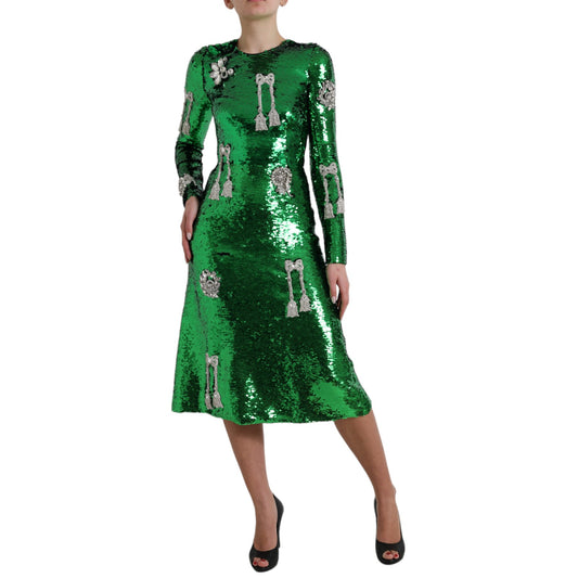 Dolce & Gabbana Green Sequin Swarovski Crystal Dress