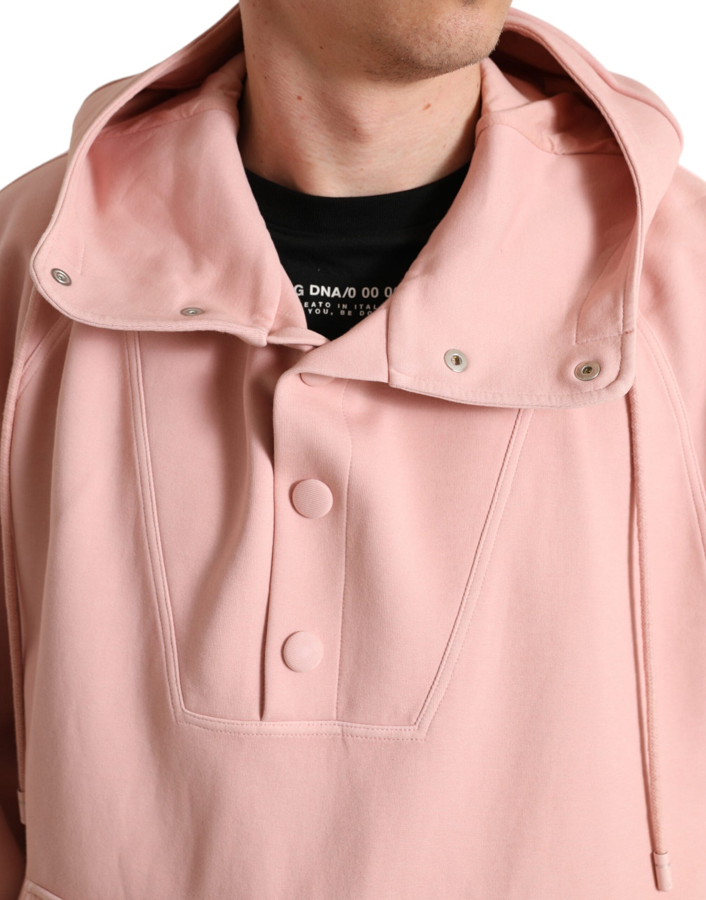 Dolce & Gabbana Pink Cotton Hooded Pockets Pullover Sweater