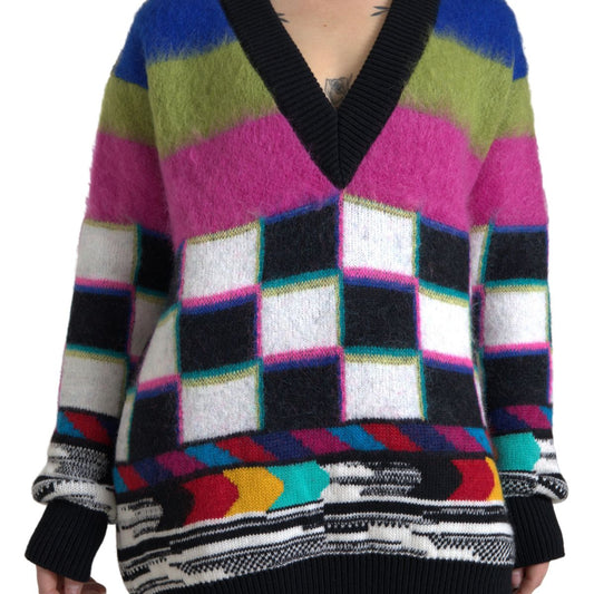 Dolce & Gabbana Multicolor Stripes V-neck Pullover Sweater