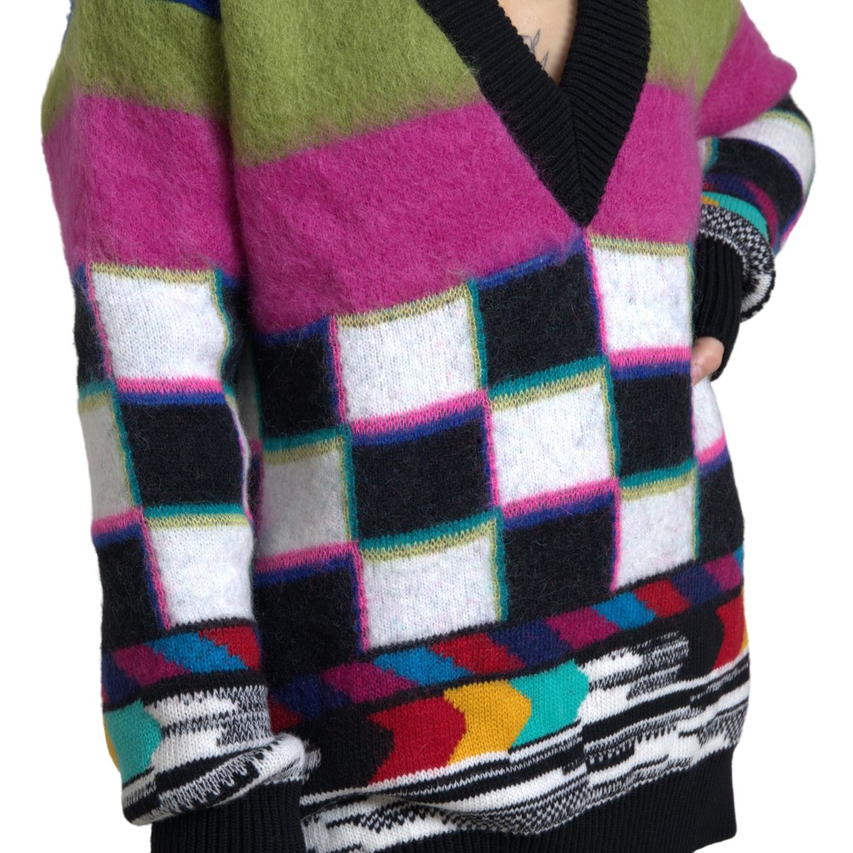 Dolce & Gabbana Multicolor Stripes V-neck Pullover Sweater