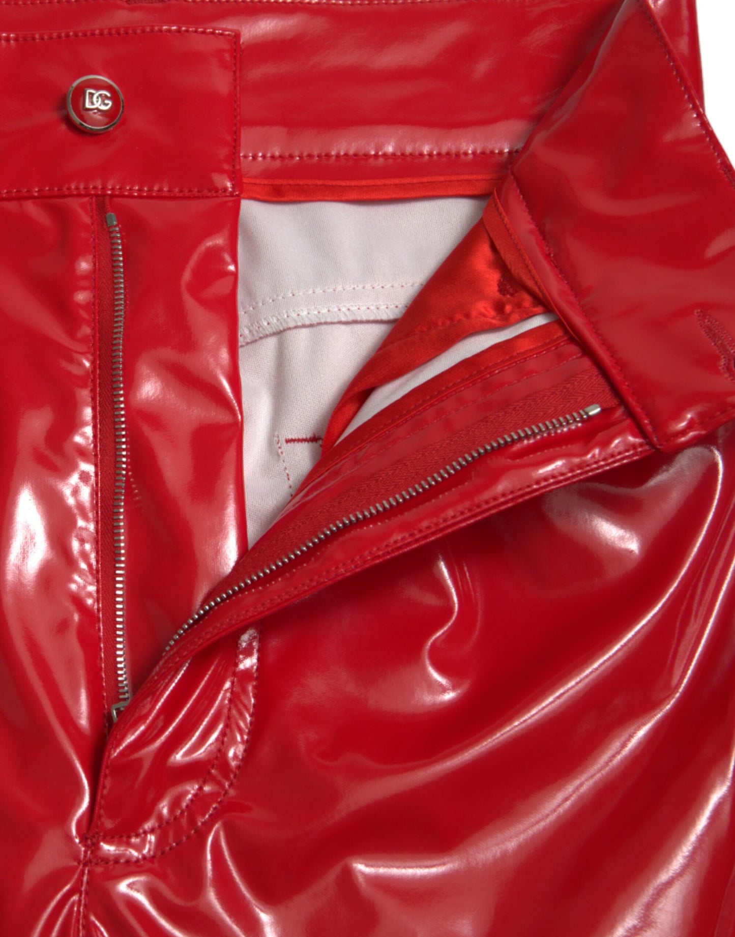 Dolce & Gabbana Shiny Red High Waist Skinny Pants