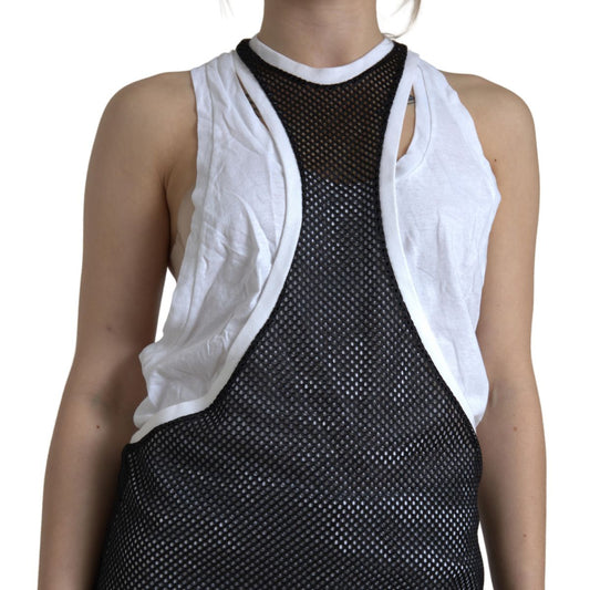 Dsquared² Monochrome Cotton-Linen Blend Tank Top