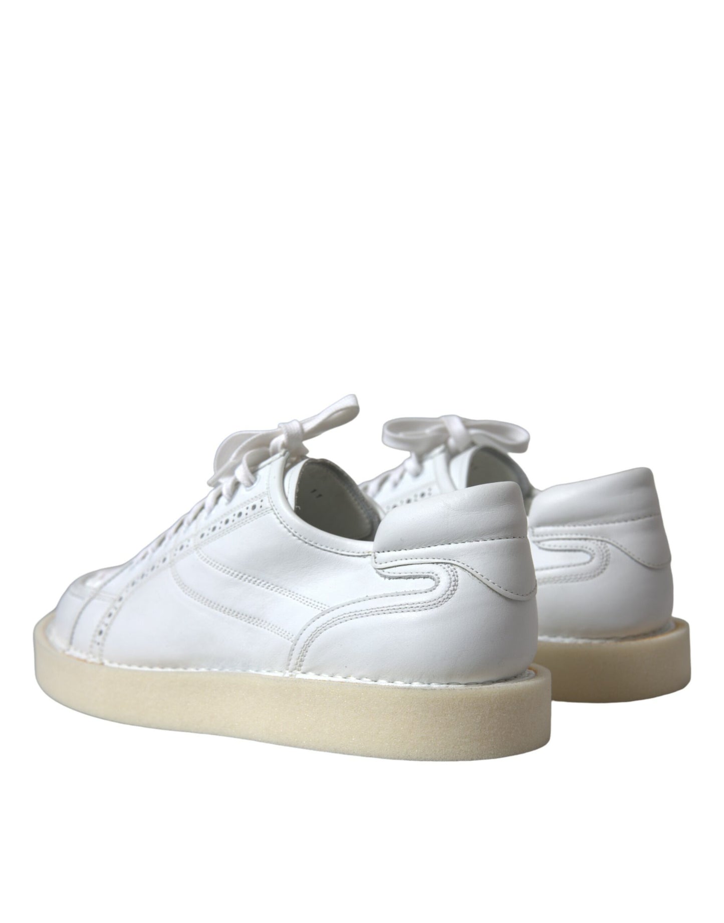 Dolce & Gabbana White Leather Low Top Oxford Sneakers Shoes