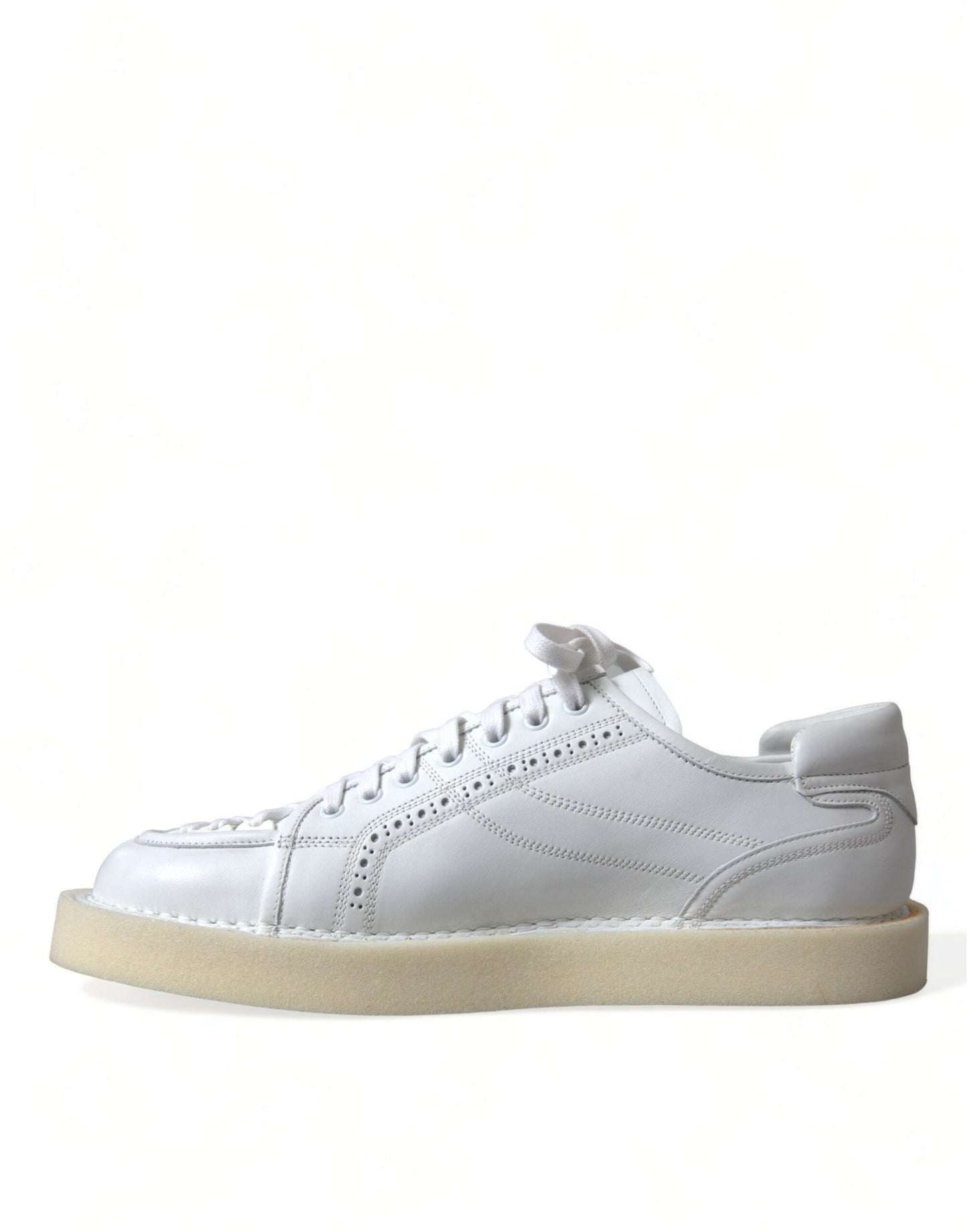 Dolce & Gabbana White Leather Low Top Oxford Sneakers Shoes