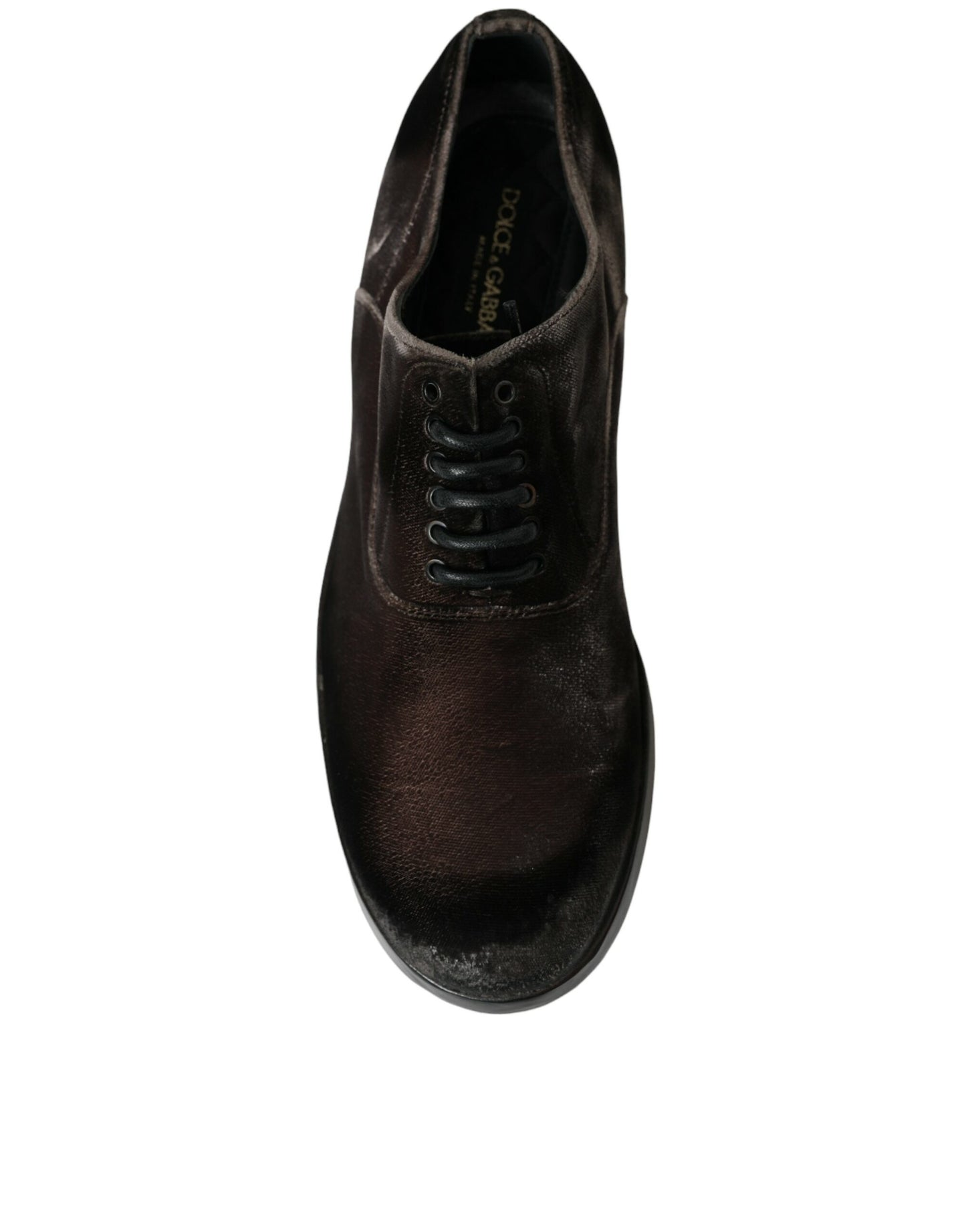 Dolce & Gabbana Brown Velvet Men Lace Up Oxford Dress Shoes