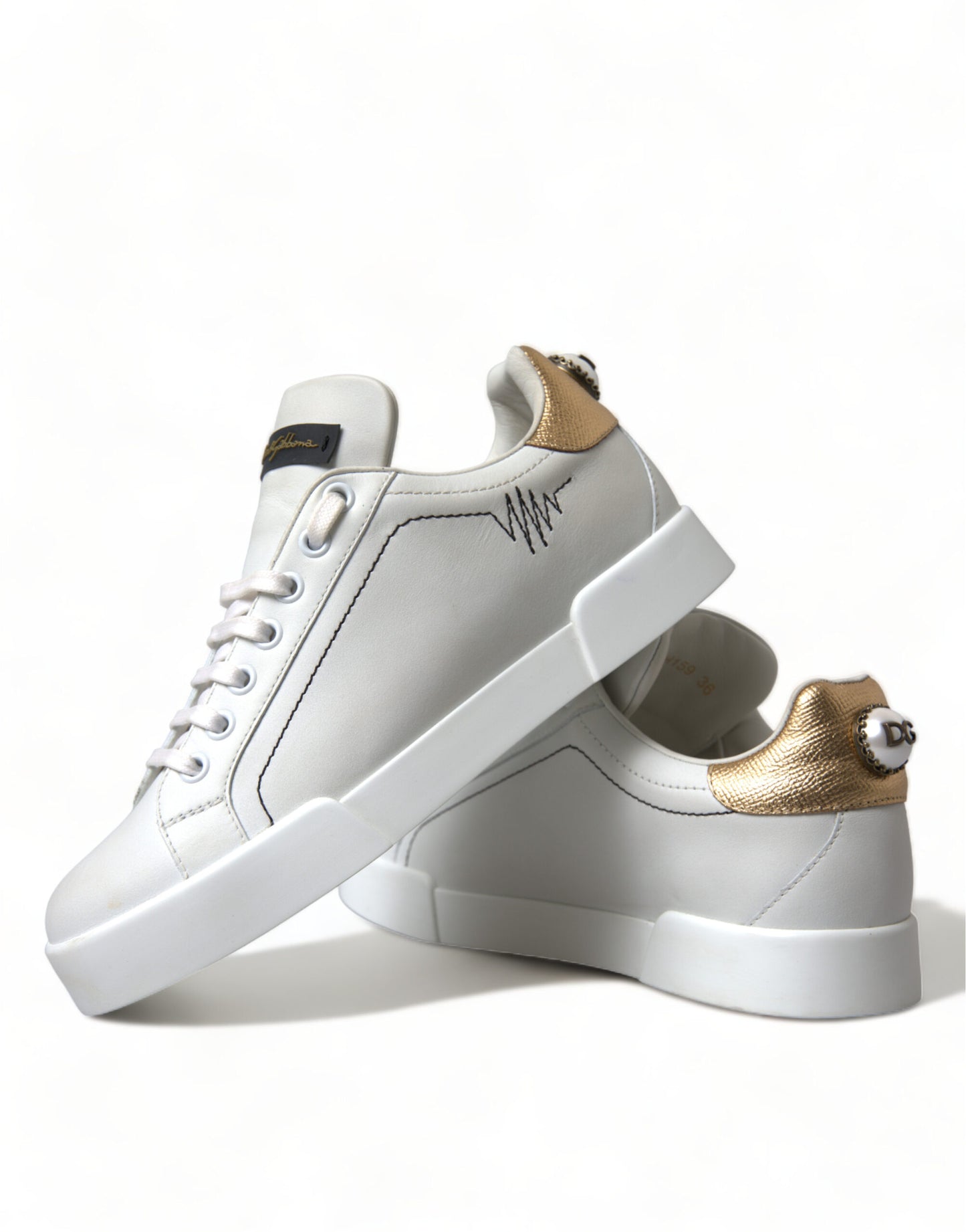 Dolce & Gabbana Elegant Portofino White Leather Sneakers