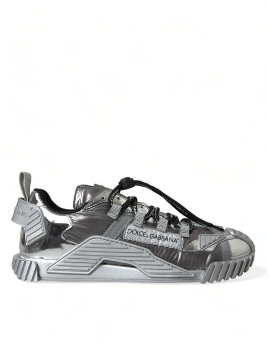 Dolce & Gabbana Silver Lace Up Low Top Men NS1 Sneakers Shoes