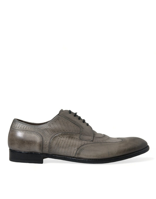 Dolce & Gabbana Brown Leather Lace Up Formal Derby Dress Shoes