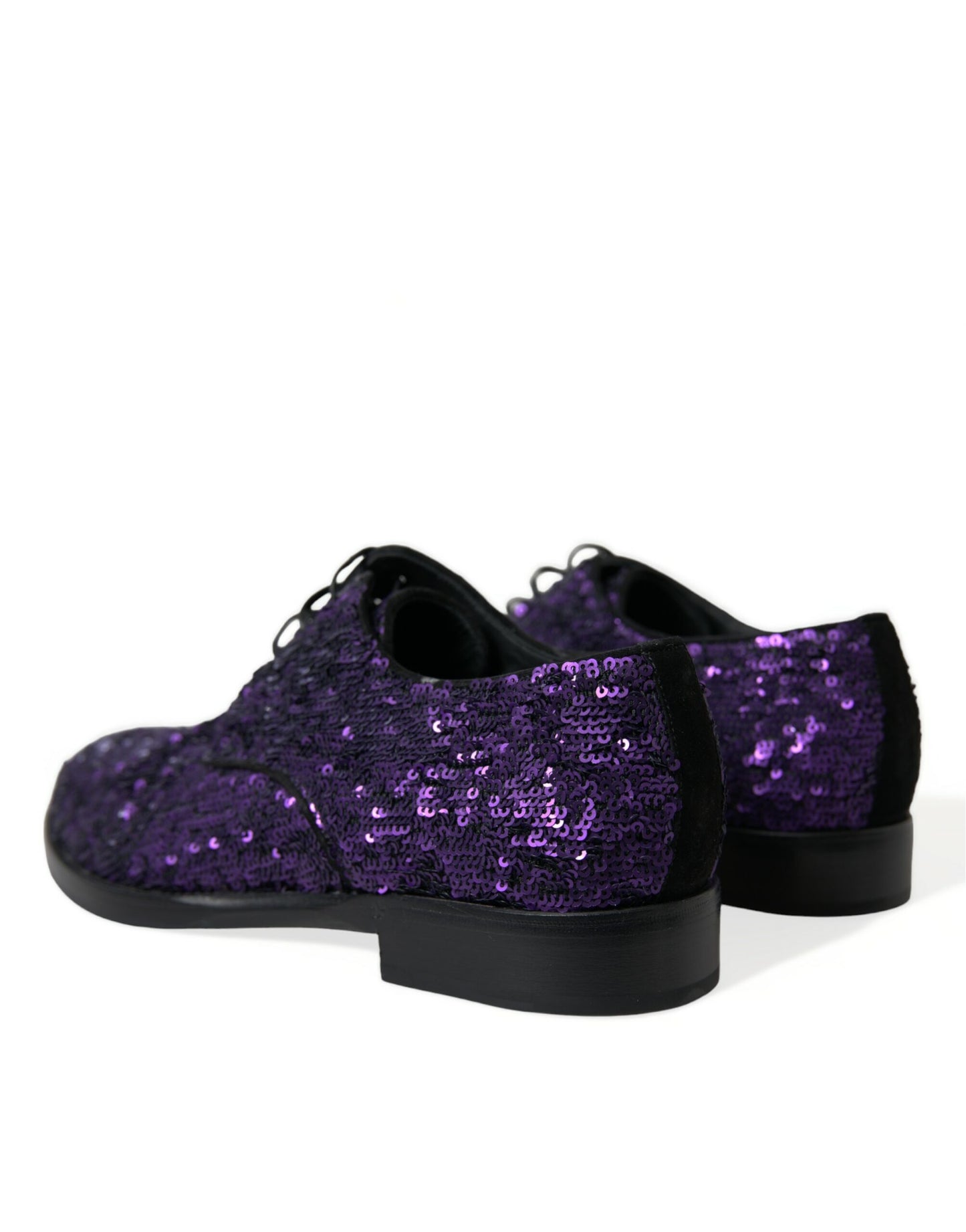 Dolce & Gabbana Purple Sequined Lace Up Oxford Dress Shoes