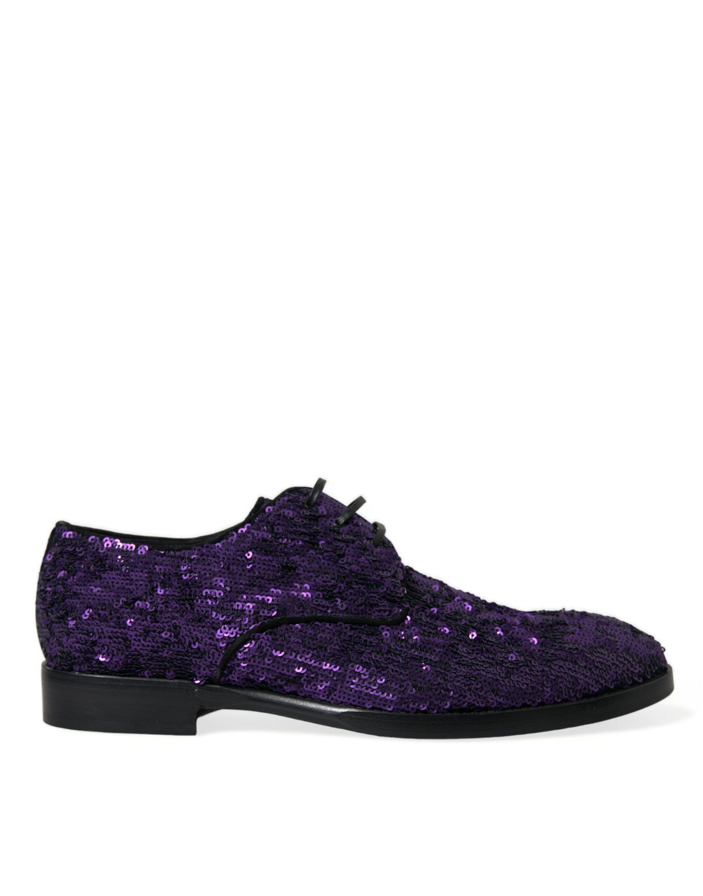 Dolce & Gabbana Purple Sequined Lace Up Oxford Dress Shoes