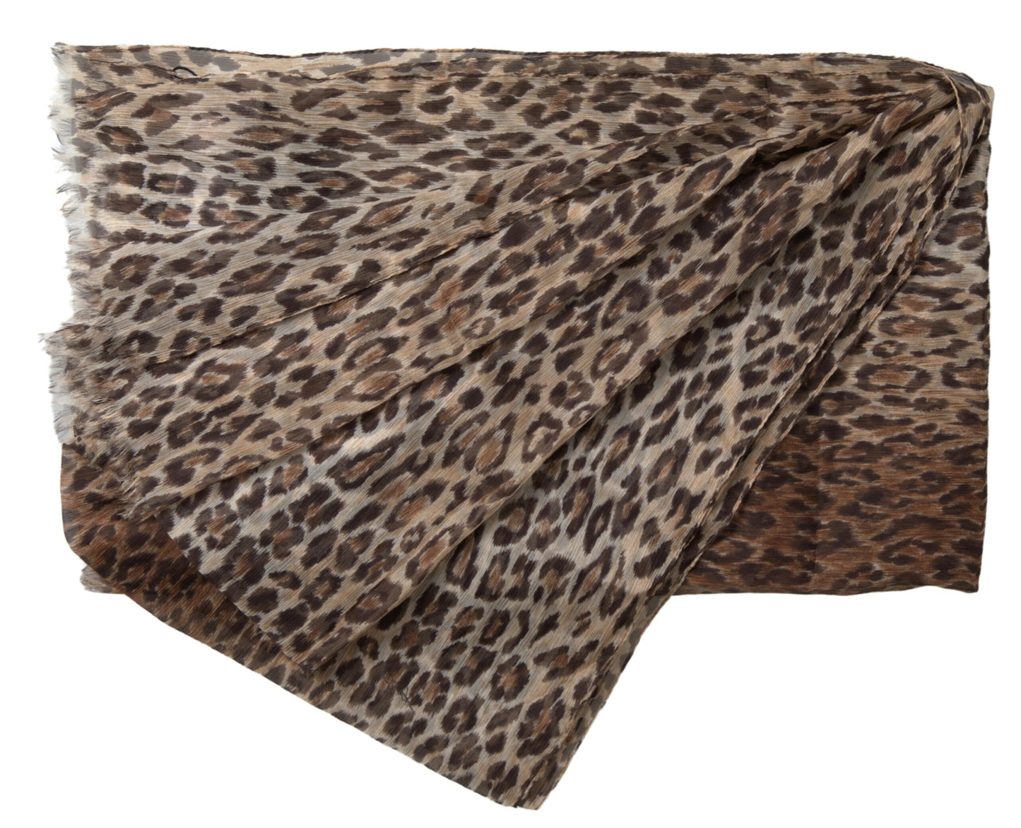 Dolce & Gabbana Brown Leopard Silk Shawl Wrap Foulard Scarf