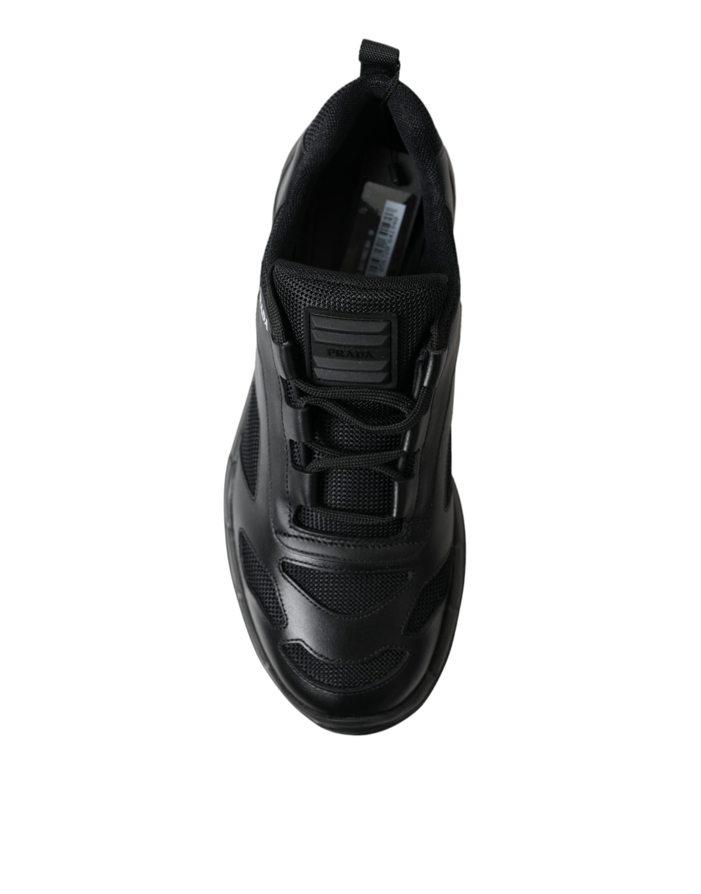 Prada Sleek Low Top Leather Sneakers in Timeless Black