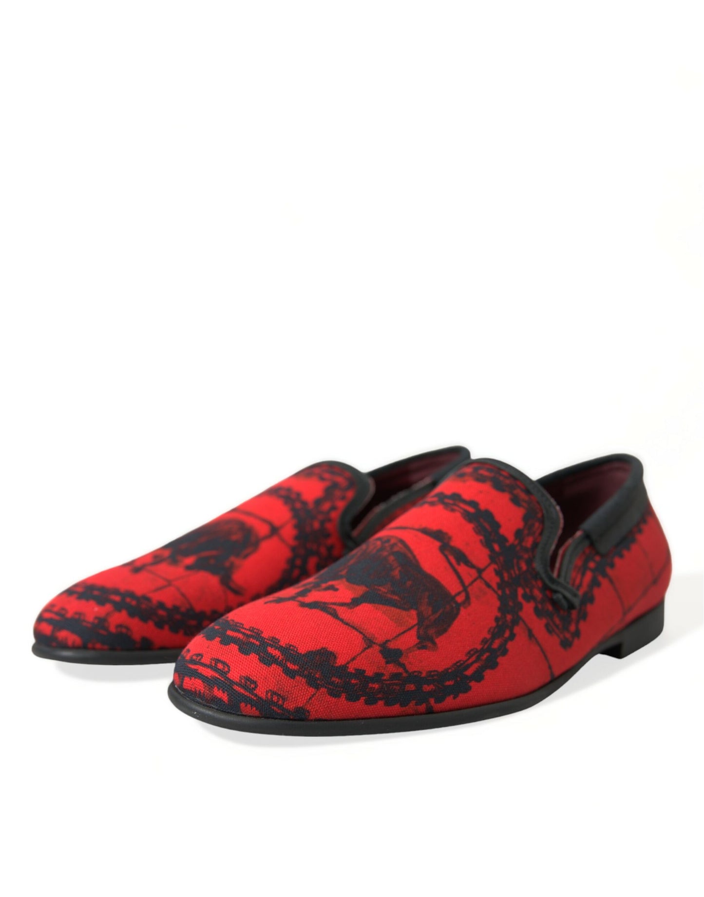 Dolce & Gabbana Red Black Torero Loafers Slippers Men Shoes